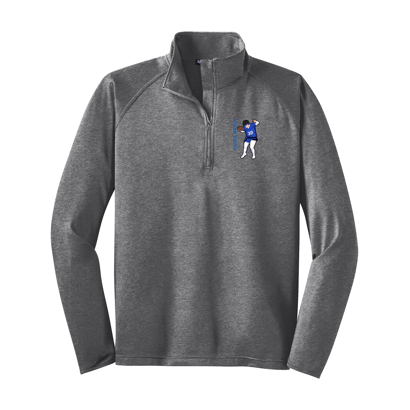Q-Zip Pullover — Name Vertical in Grey