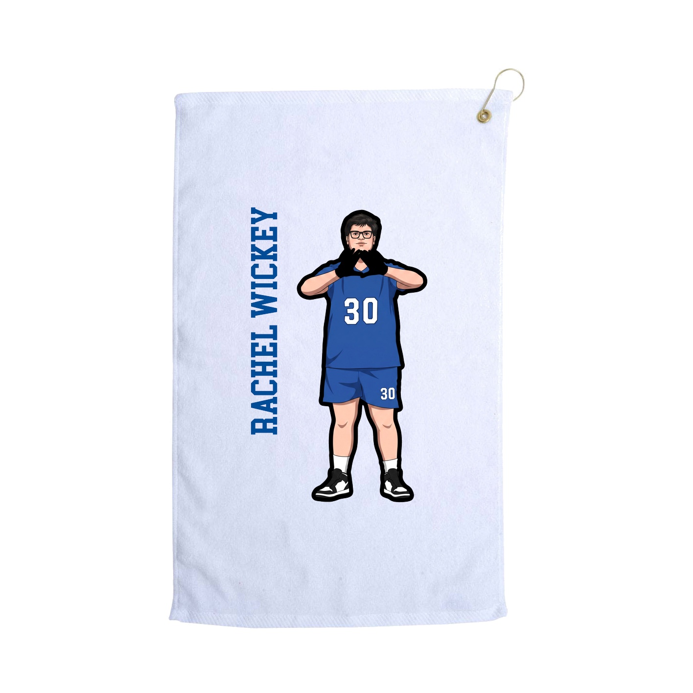 Golf Towel — Name Vertical in White