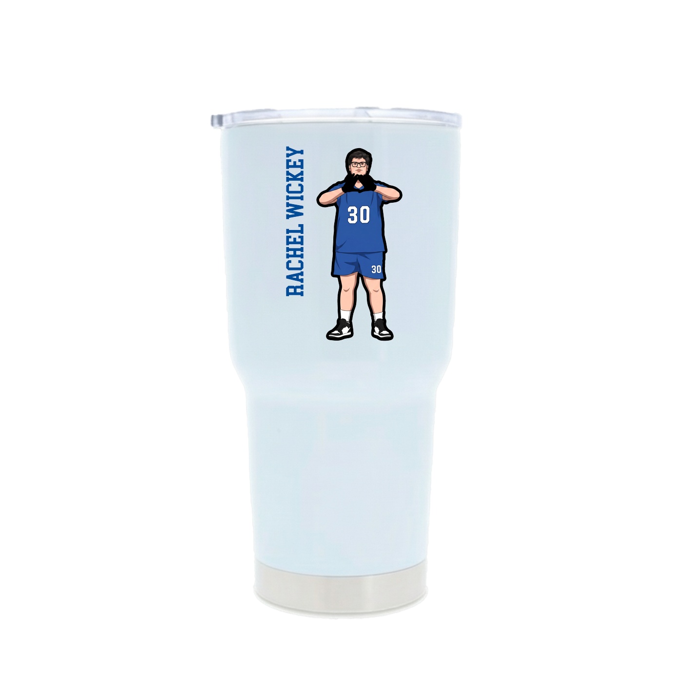 30oz Stainless Steel Tumbler — Name Vertical in White
