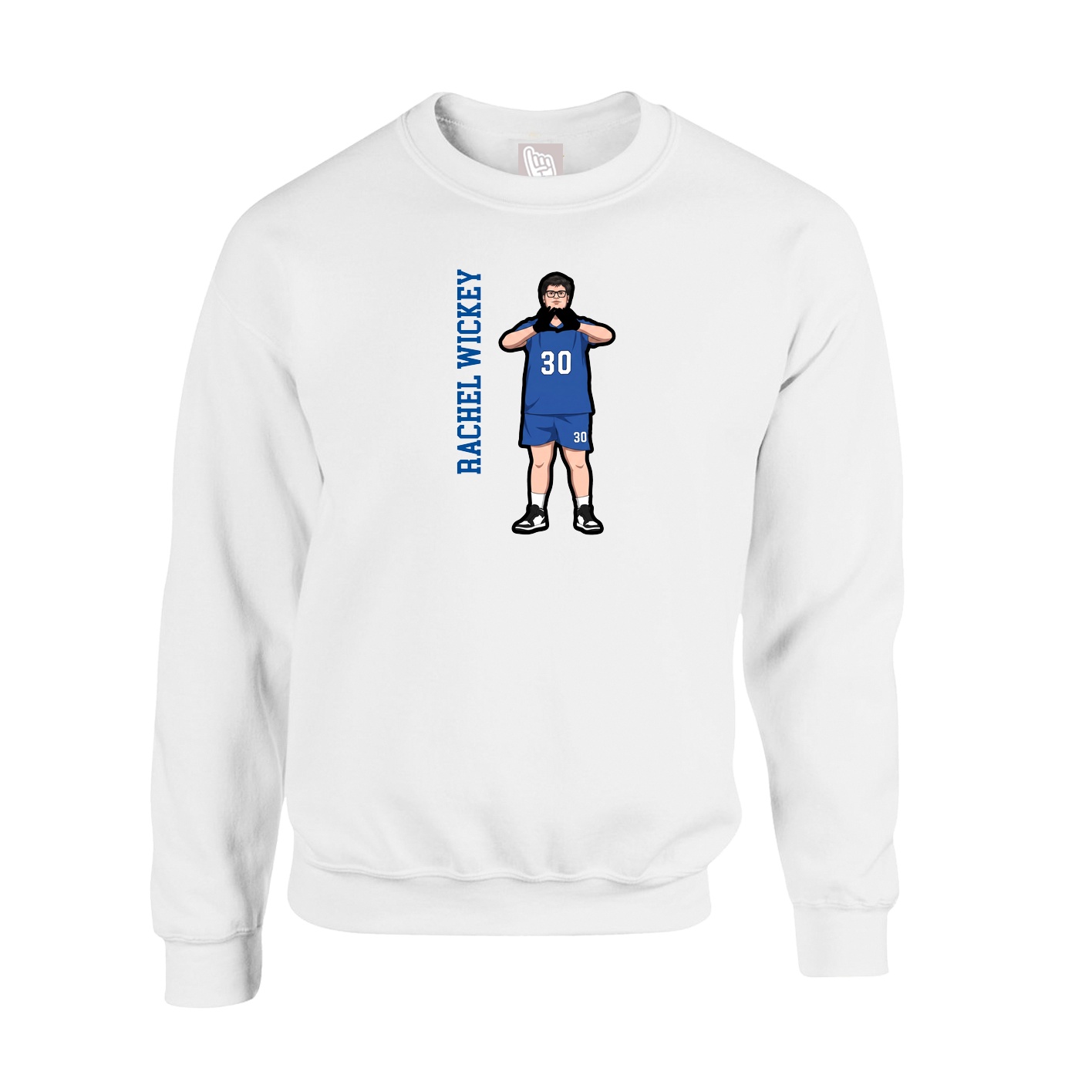 Fleece Crew — Name Vertical in White