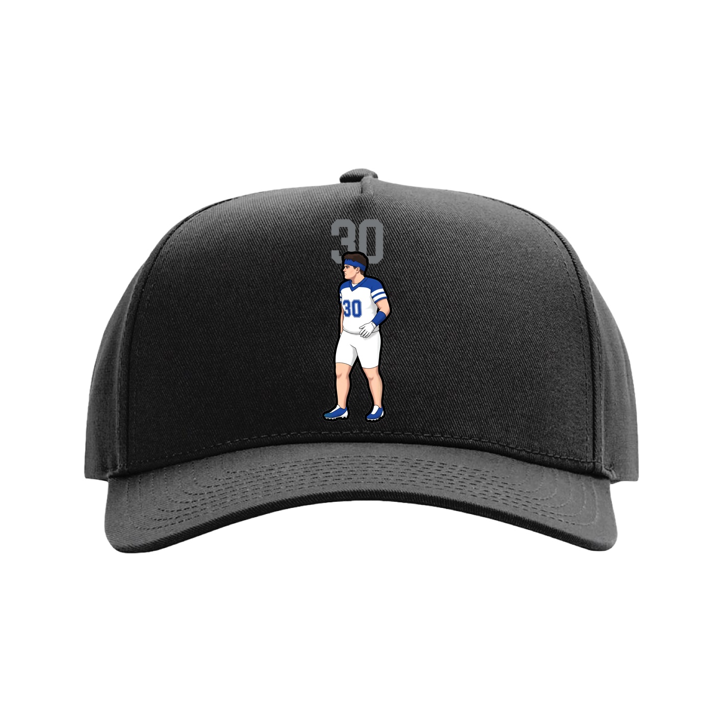 Full Fabric Five-Panel Champ Cap — Number Top in Black