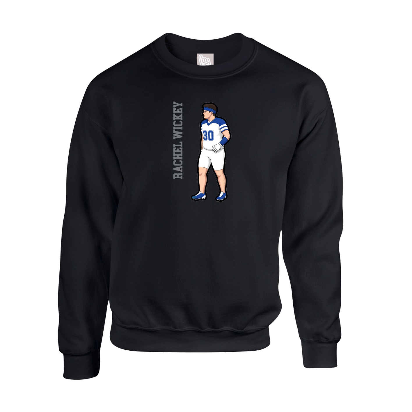 Fleece Crew — Name Vertical in Black