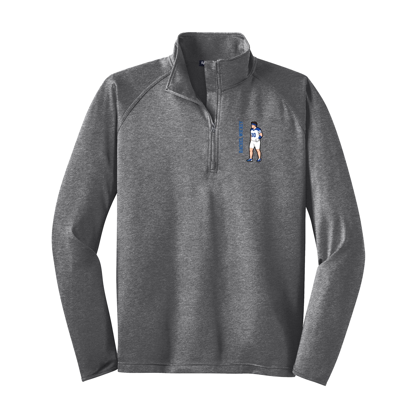 Q-Zip Pullover — Name Vertical in Grey
