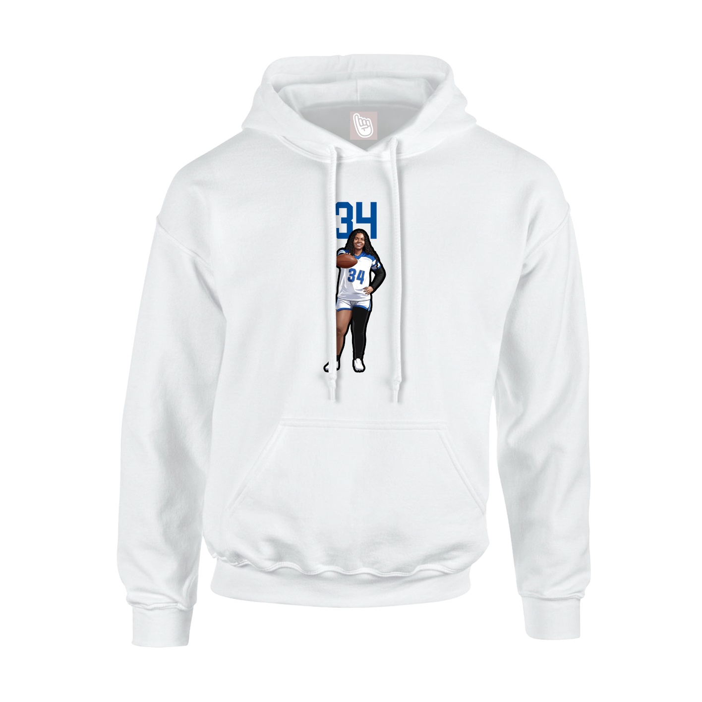 Youth Hoodie — Number Top in White