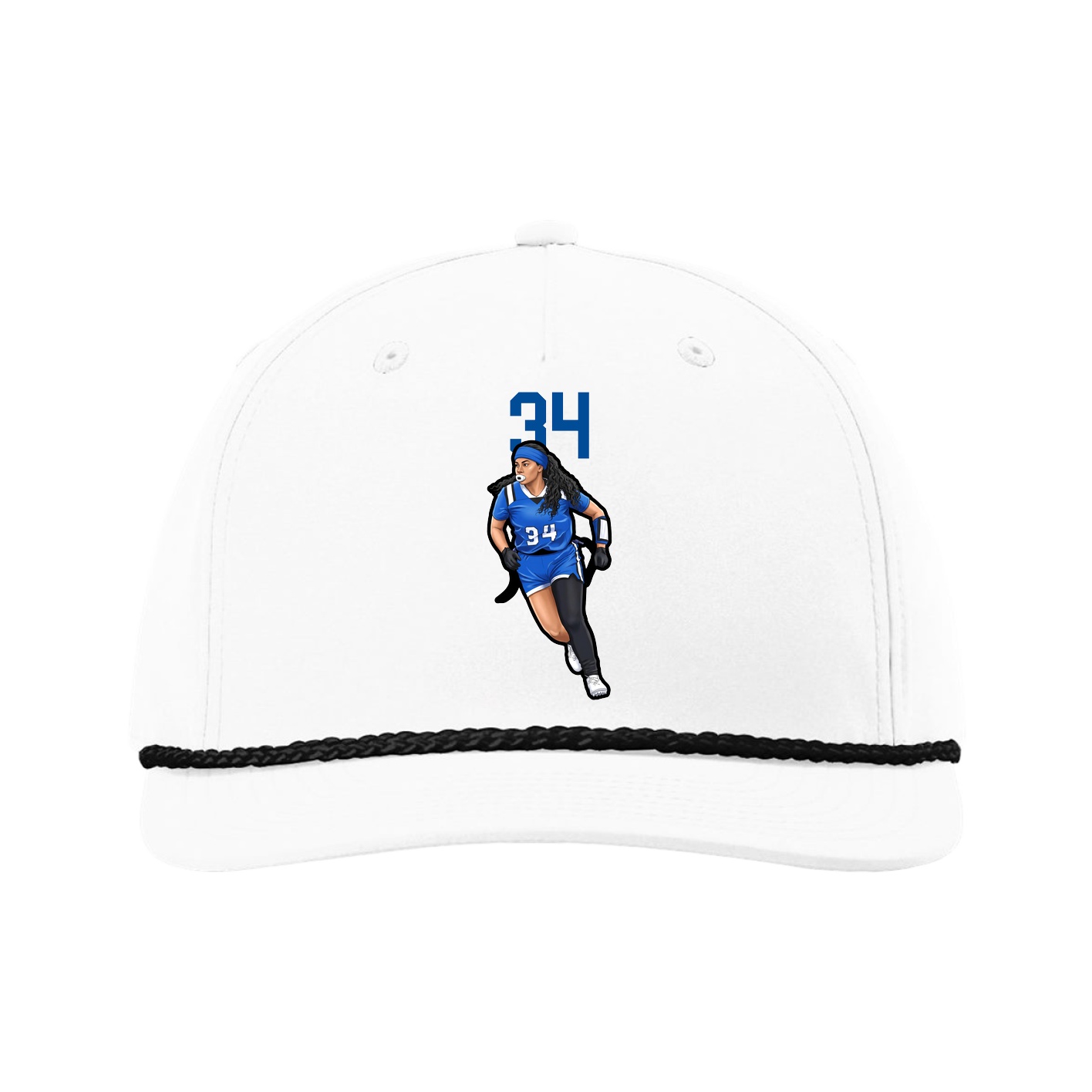 Five-Panel Classic Rope Cap — Number Top in White