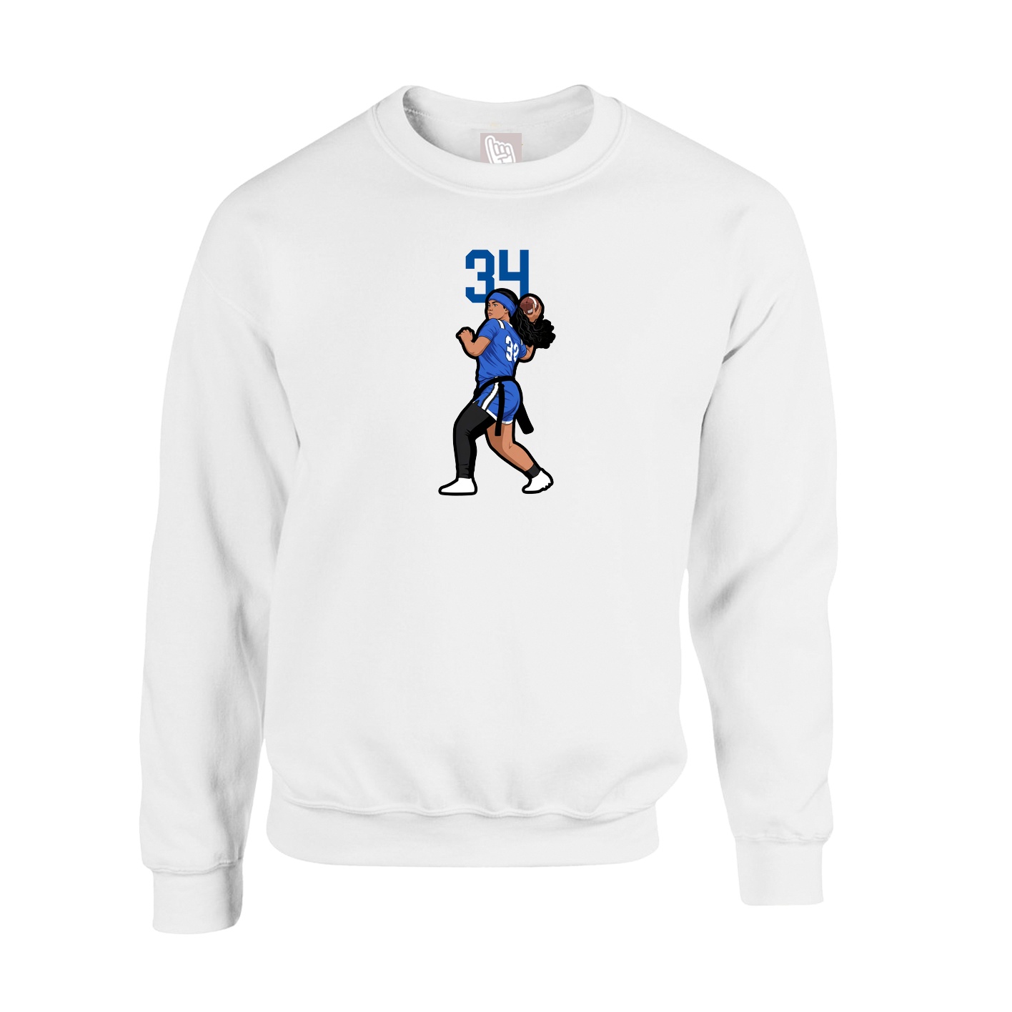 Fleece Crew — Number Top in White