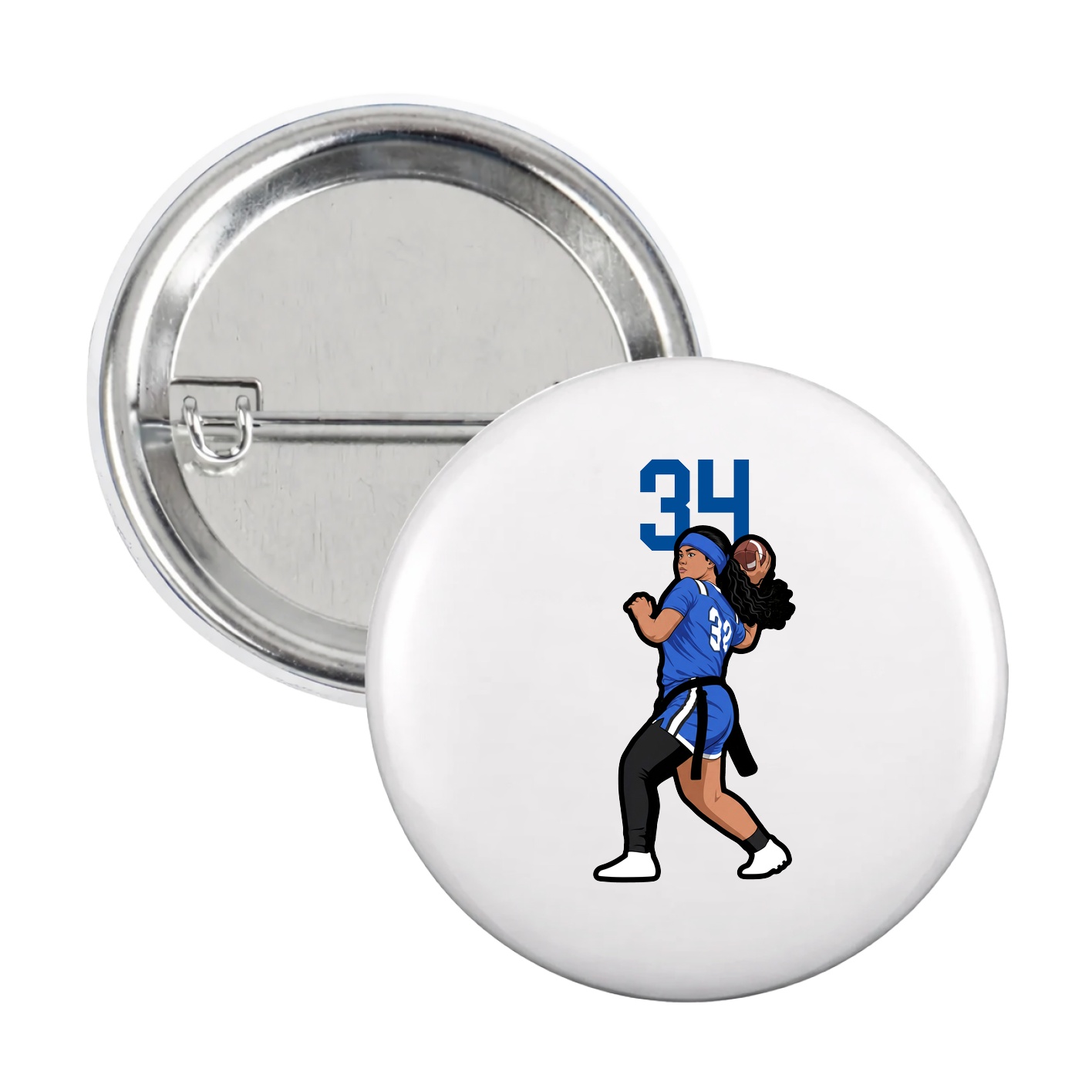 Game Day Button — Number Top in White