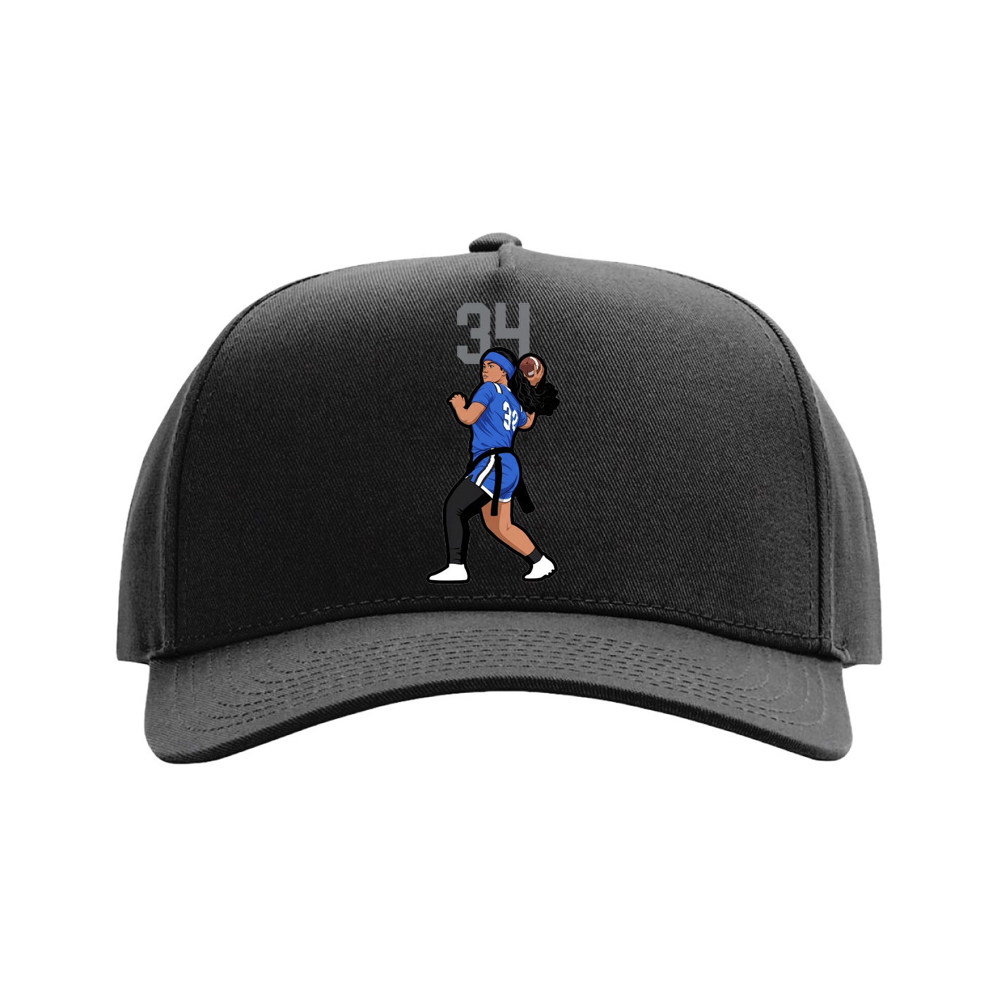 Full Fabric Five-Panel Champ Cap — Number Top in Black