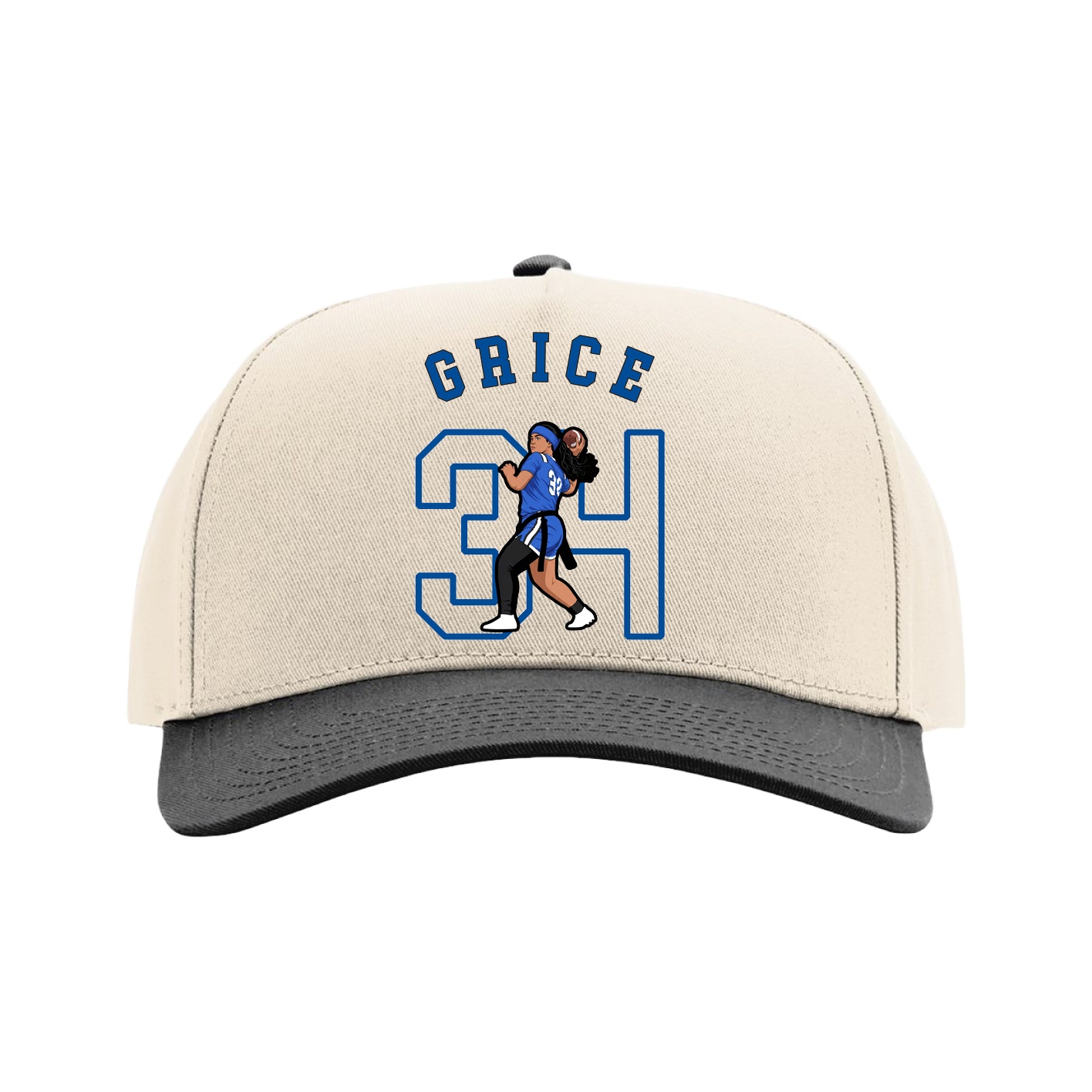 Full Fabric Five-Panel Champ Cap — Shirsey Arch in Cream/Black