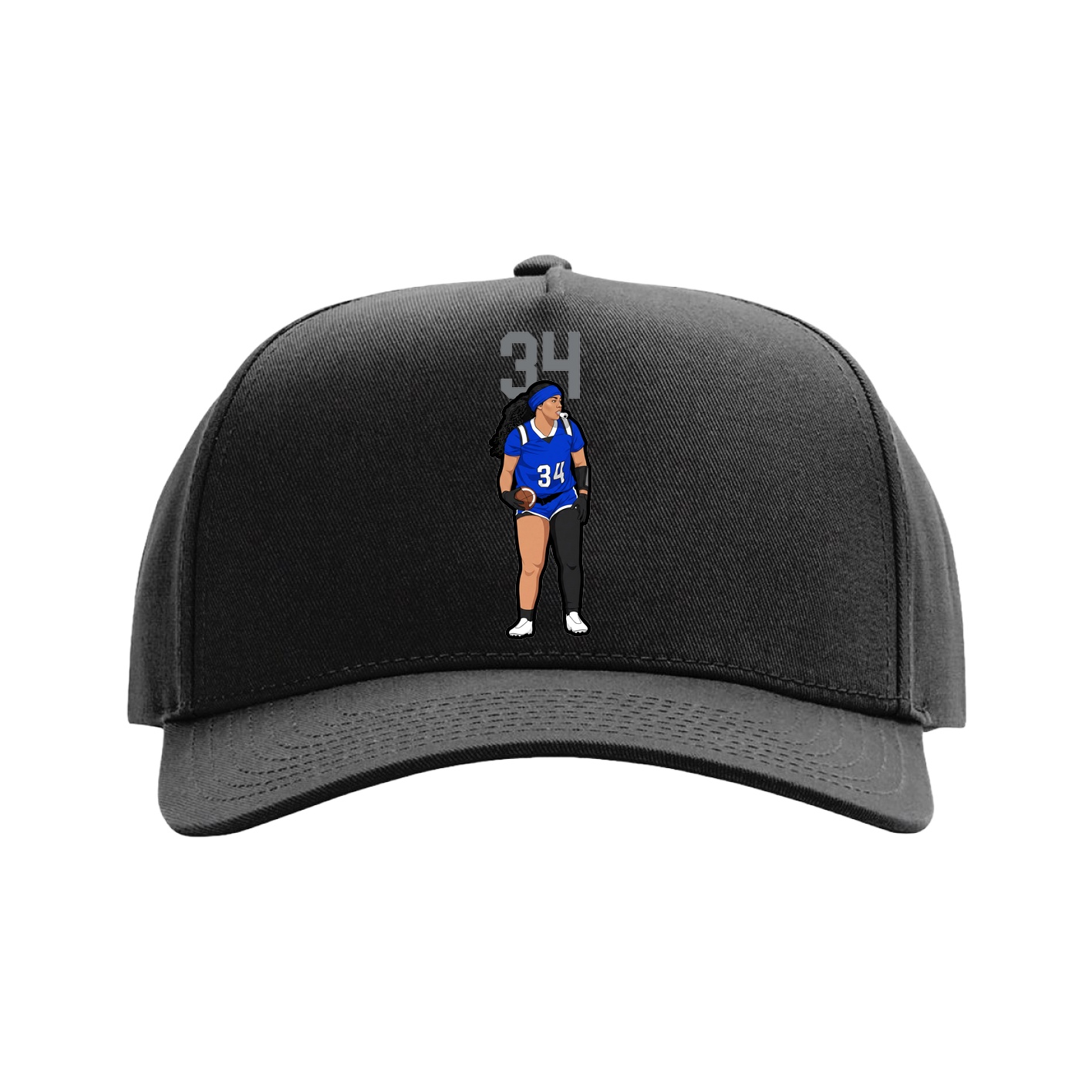 Full Fabric Five-Panel Champ Cap — Number Top in Black
