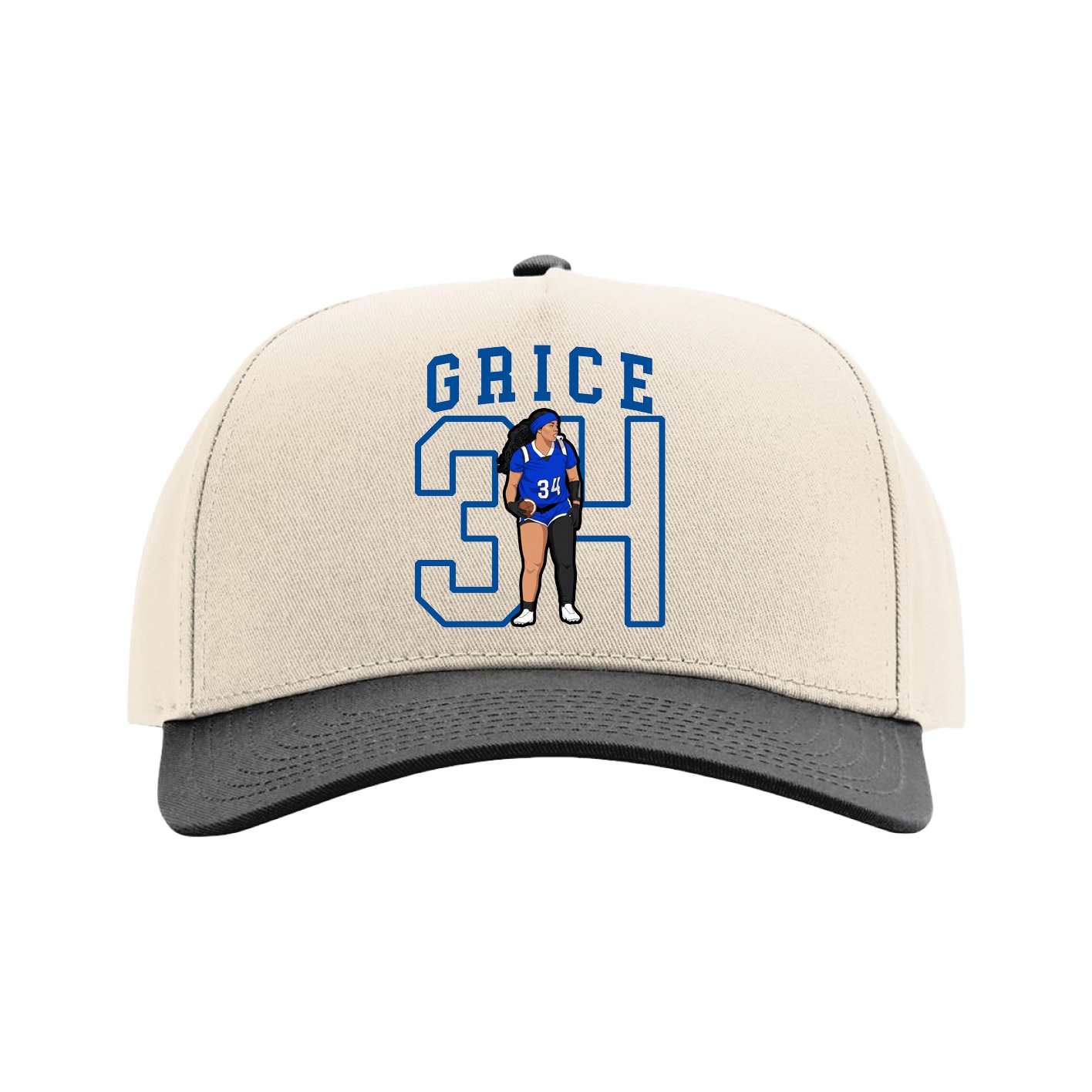 Full Fabric Five-Panel Champ Cap — Shirsey in Cream/Black