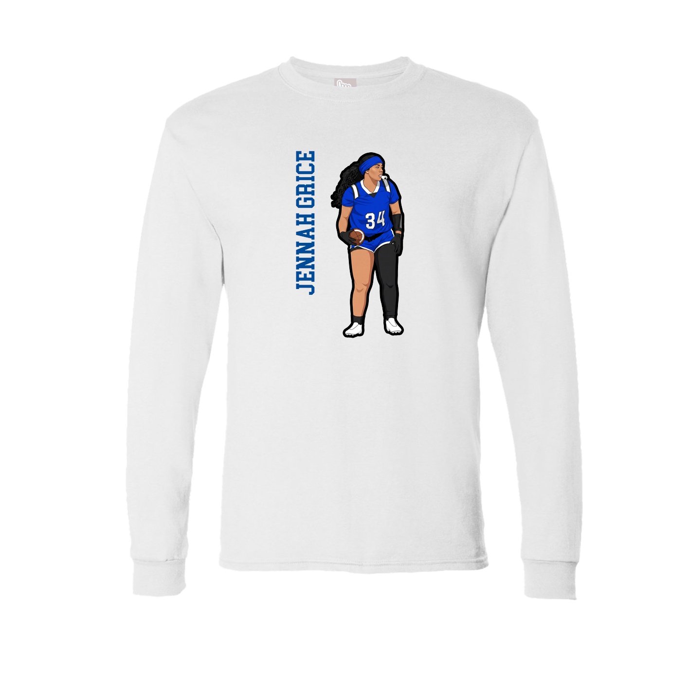Long Sleeve Tee — Name Vertical in White