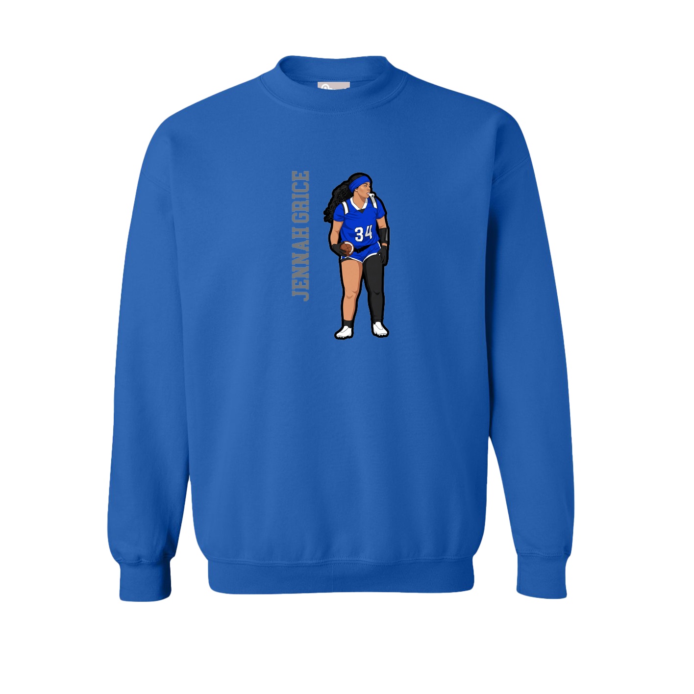 Fleece Crew — Name Vertical in Royal