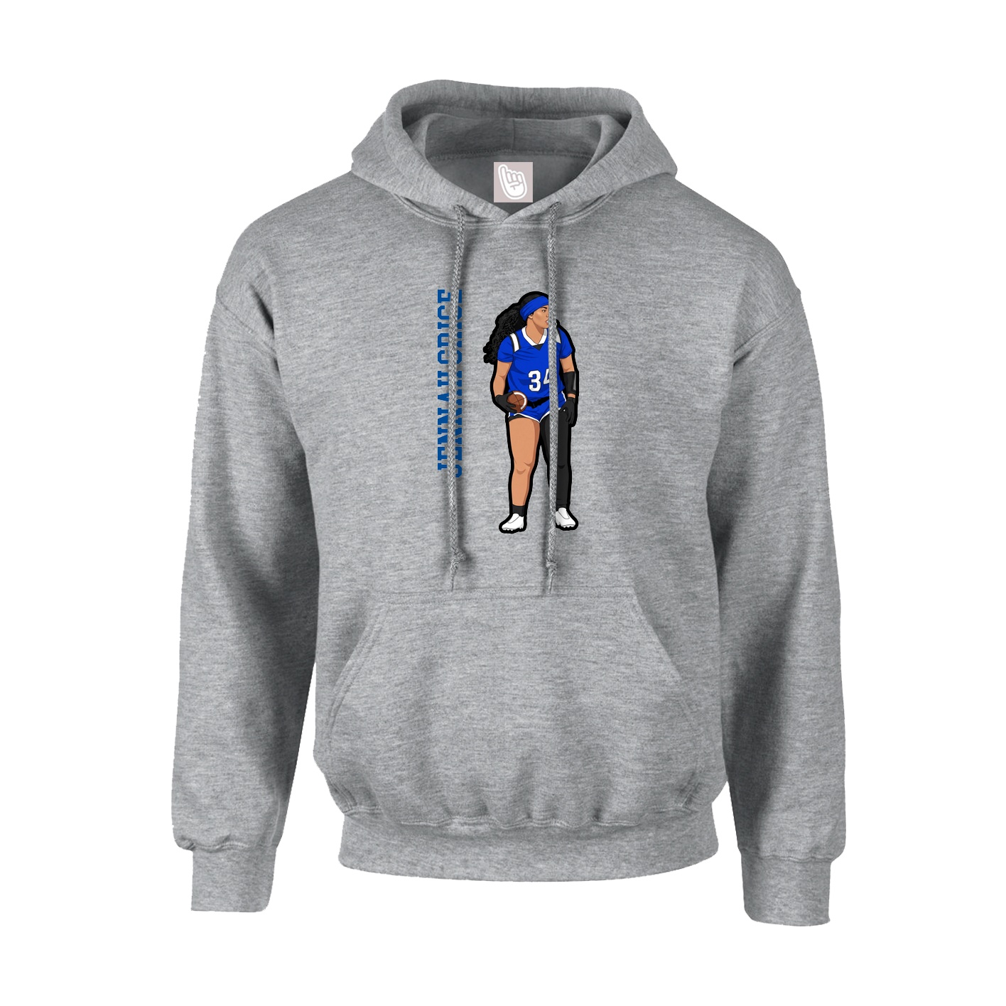 Youth Hoodie — Name Vertical in Grey