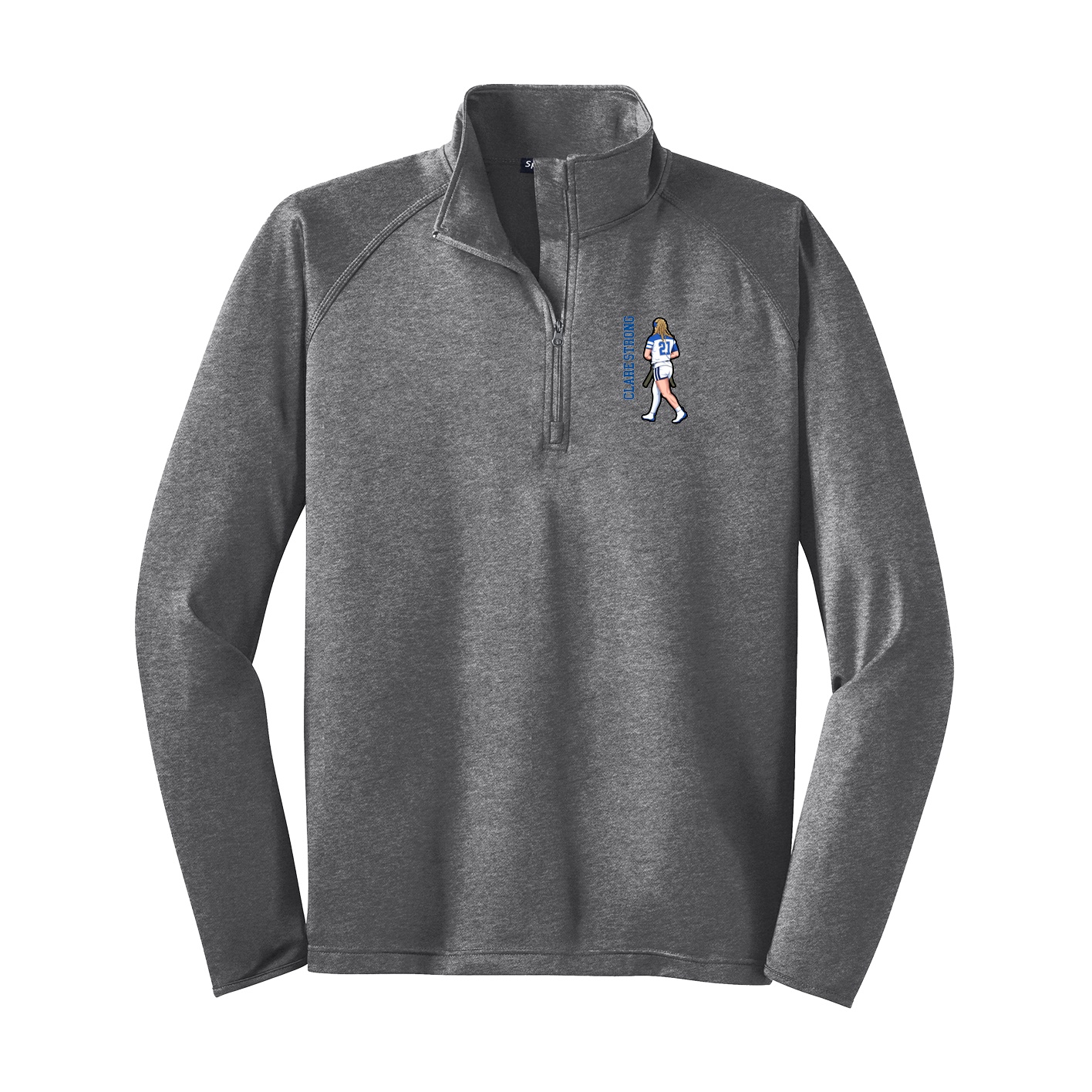 Q-Zip Pullover — Name Vertical in Grey