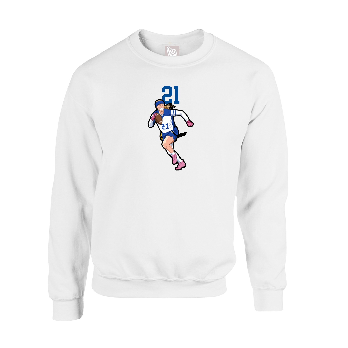 Fleece Crew — Number Top in White