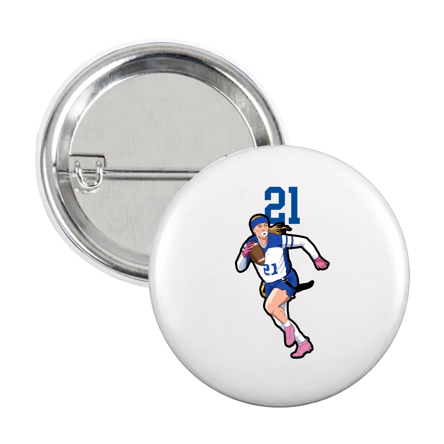 Game Day Button — Number Top in White