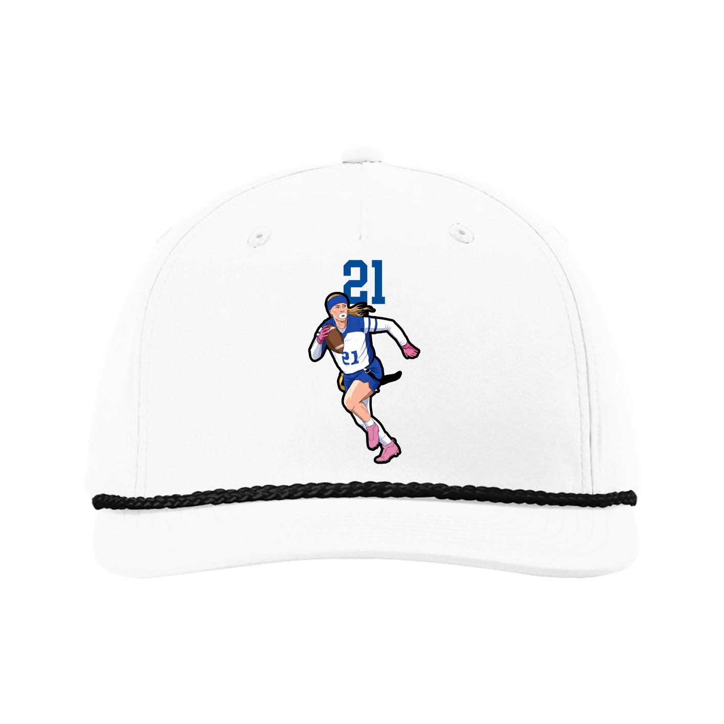 Five-Panel Classic Rope Cap — Number Top in White