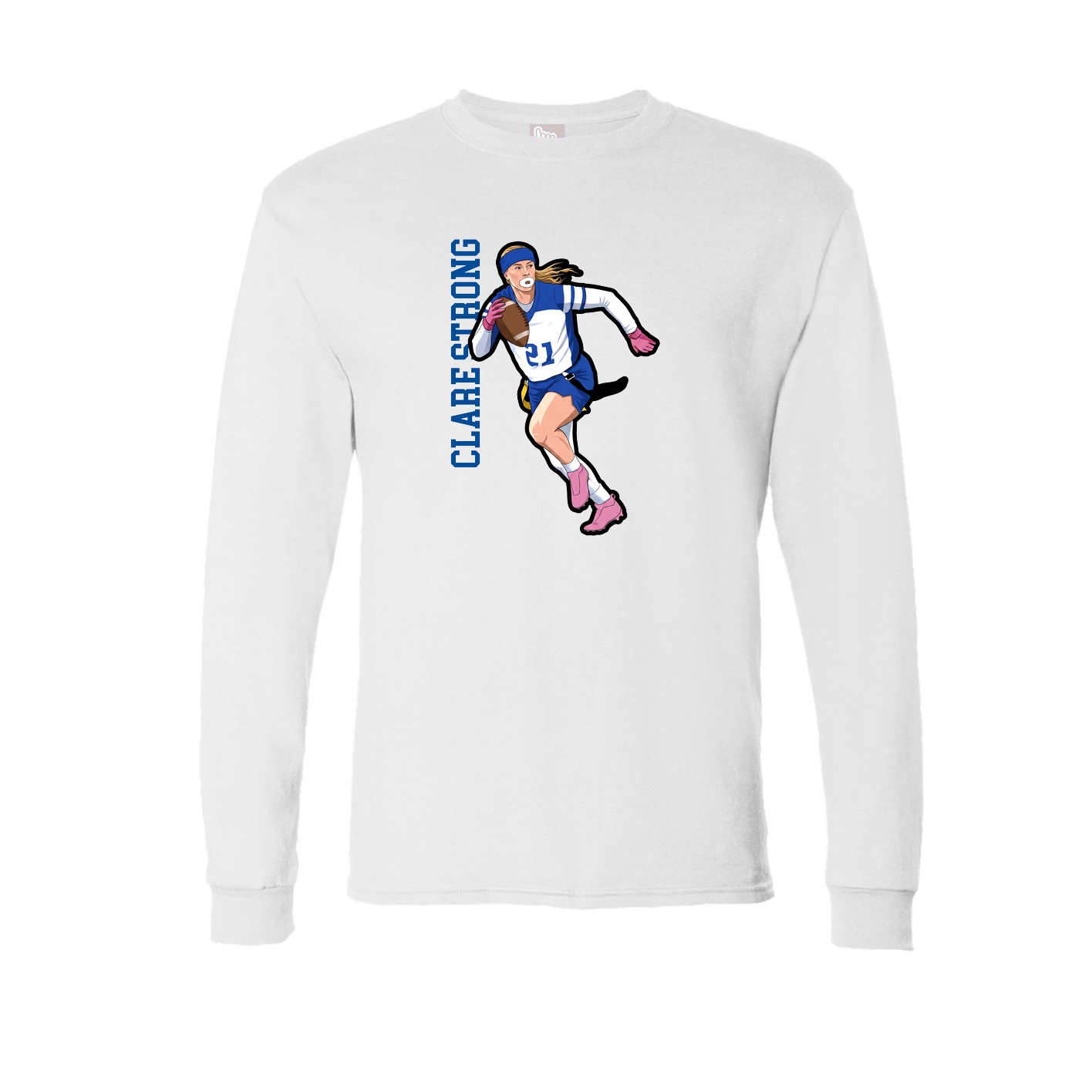 Long Sleeve Tee — Name Vertical in White