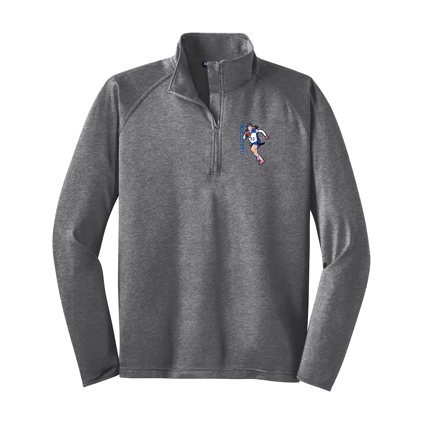 Q-Zip Pullover — Name Vertical in Grey
