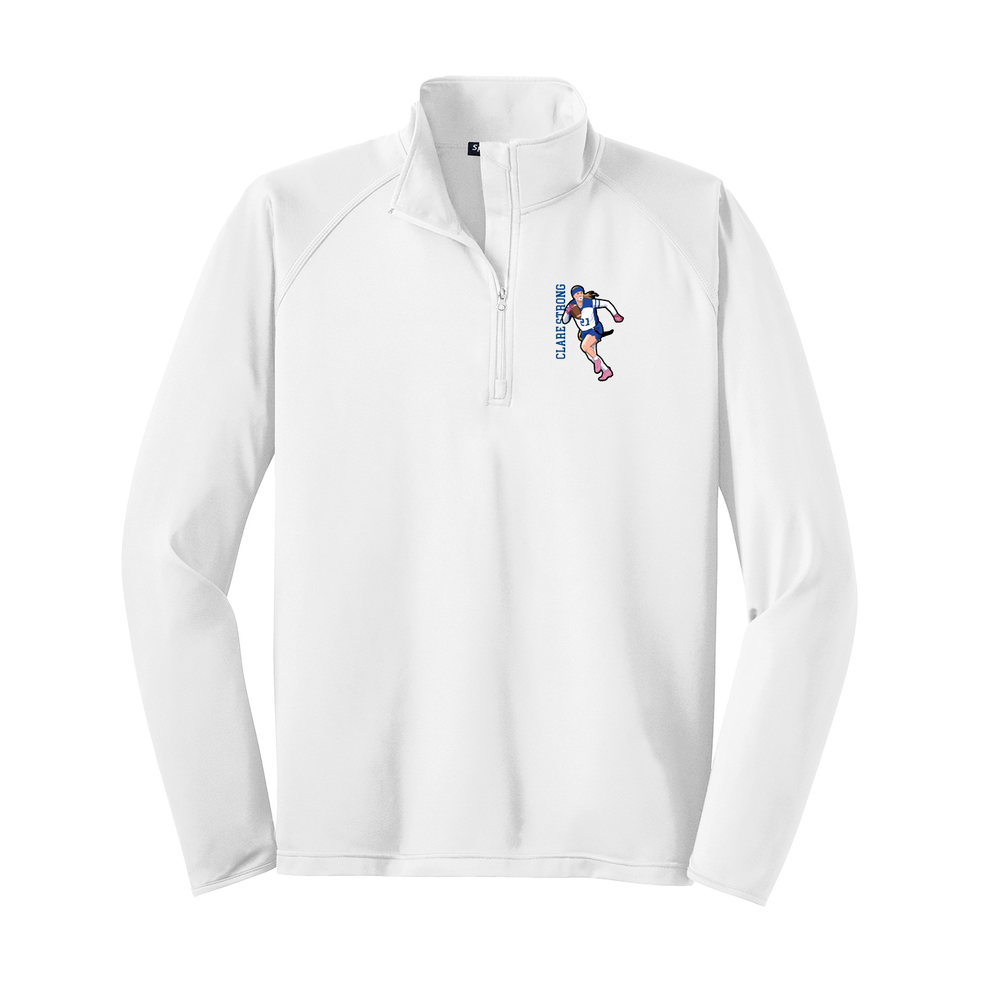 Q-Zip Pullover — Name Vertical in White