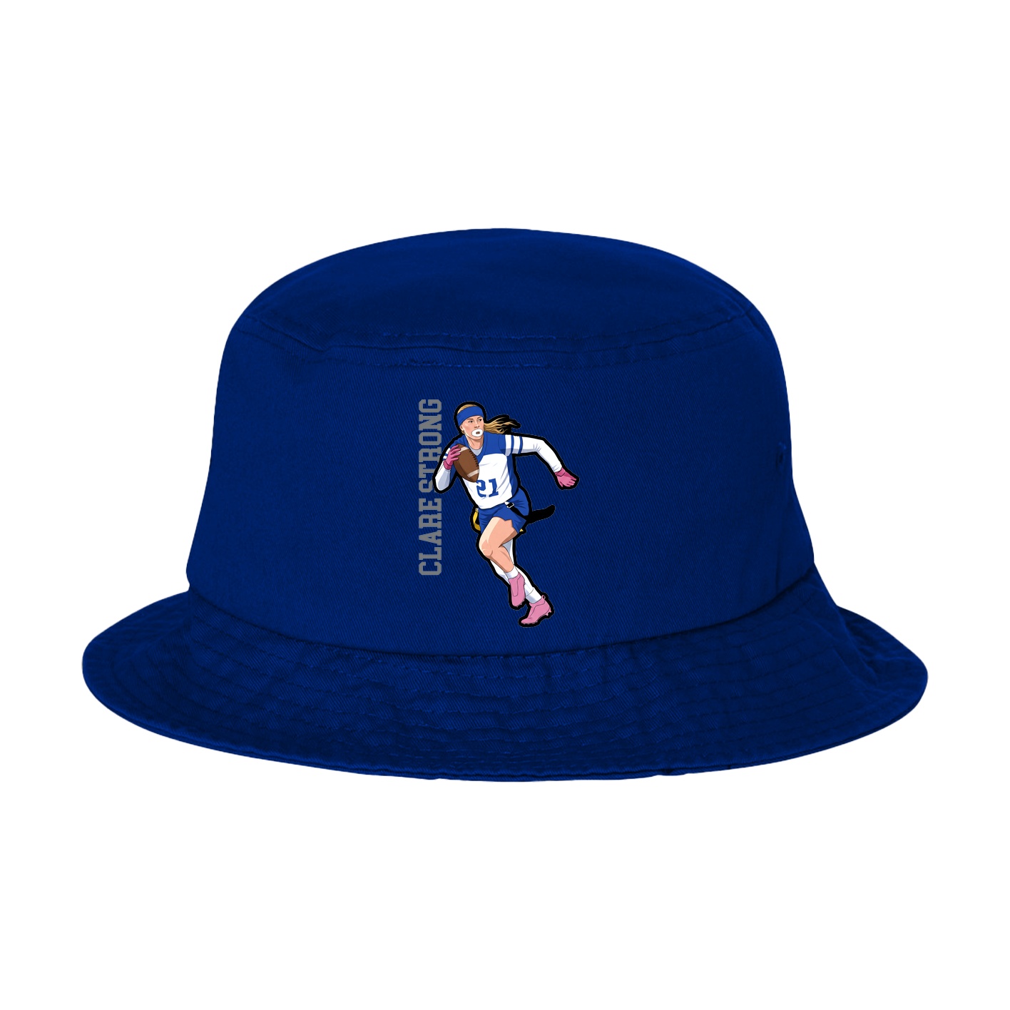 Bucket Cap — Name Vertical in Royal Blue