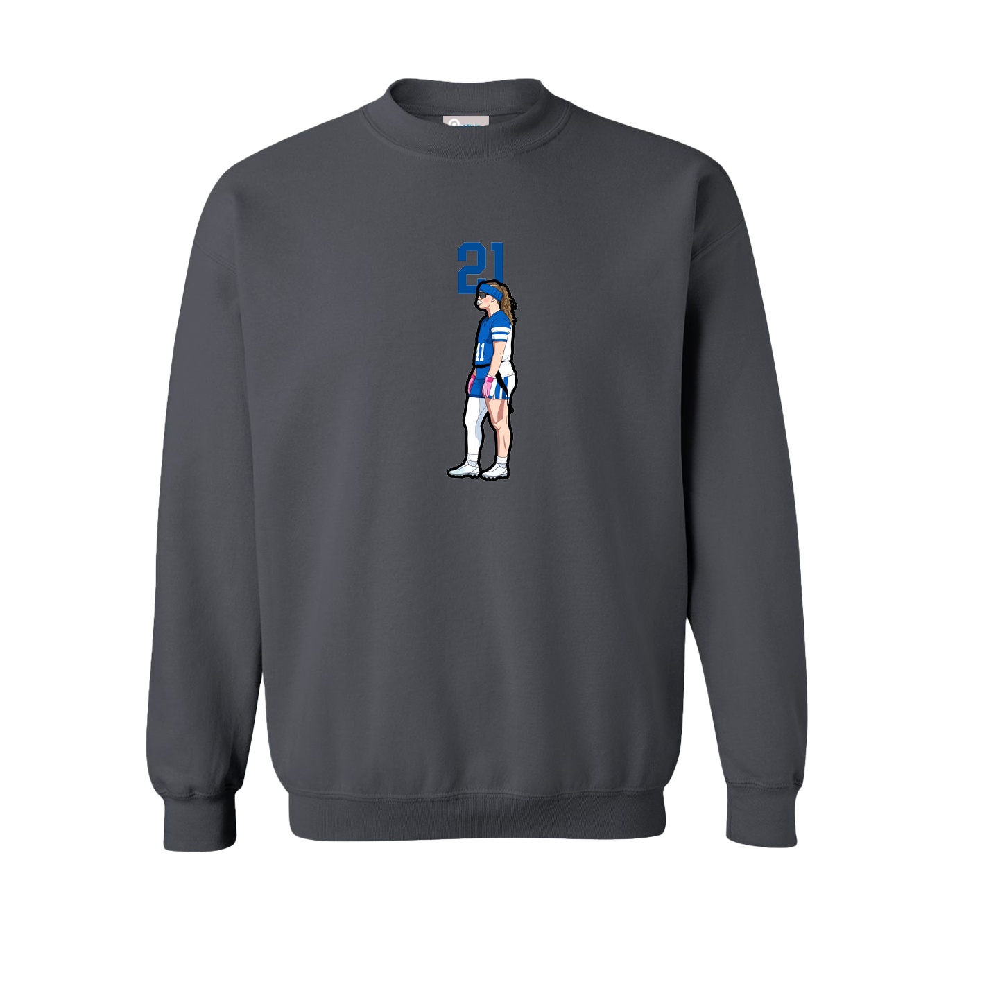 Fleece Crew — Number Top in Grey