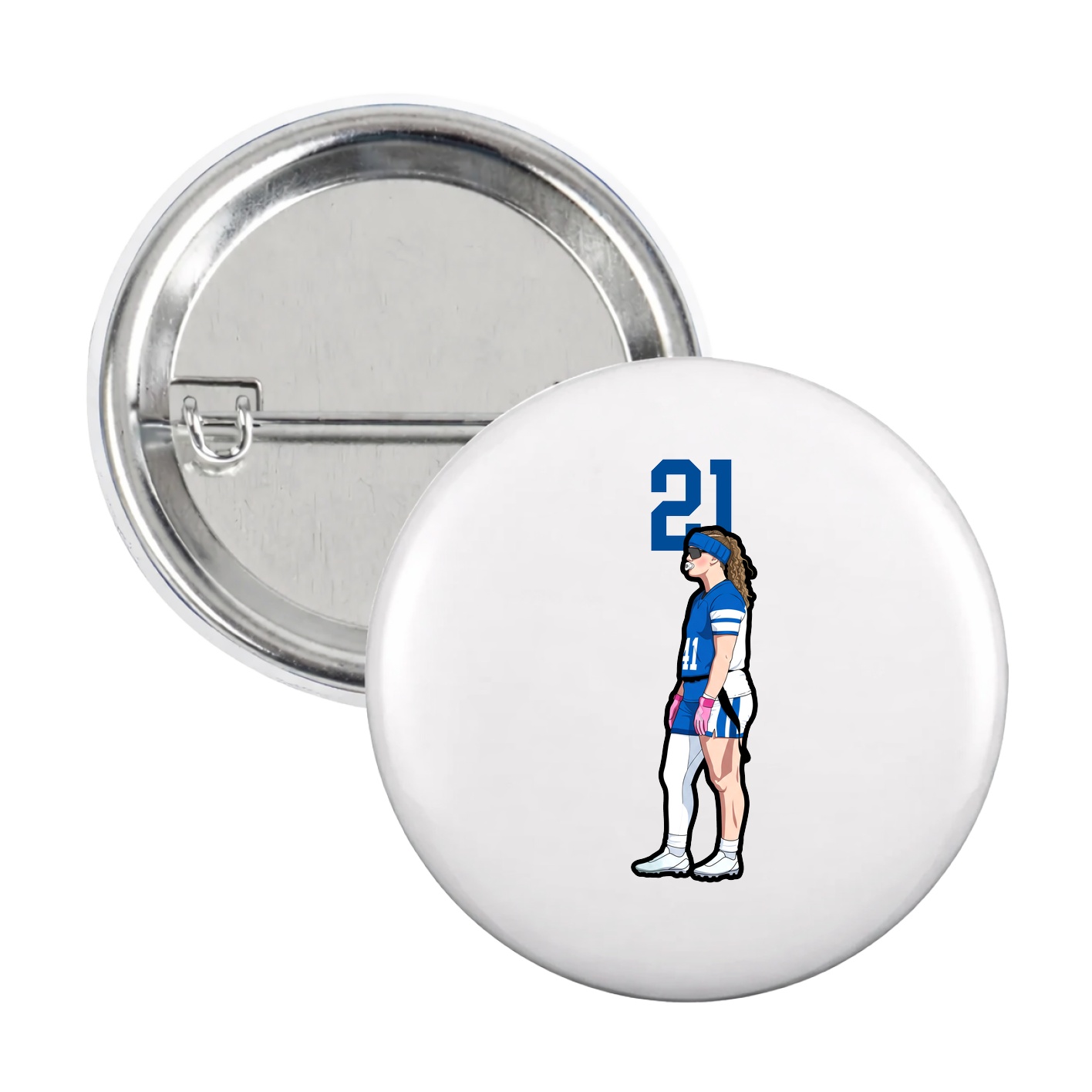 Game Day Button — Number Top in White