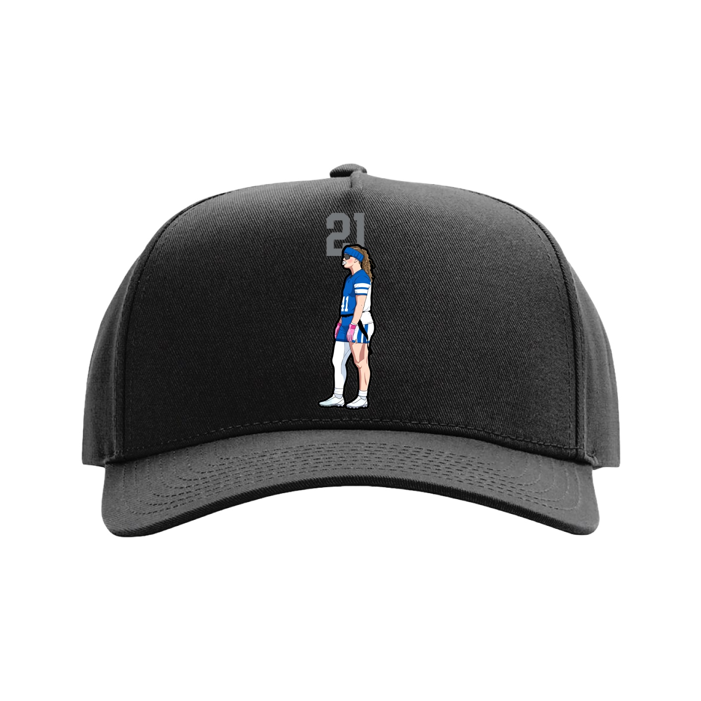 Full Fabric Five-Panel Champ Cap — Number Top in Black