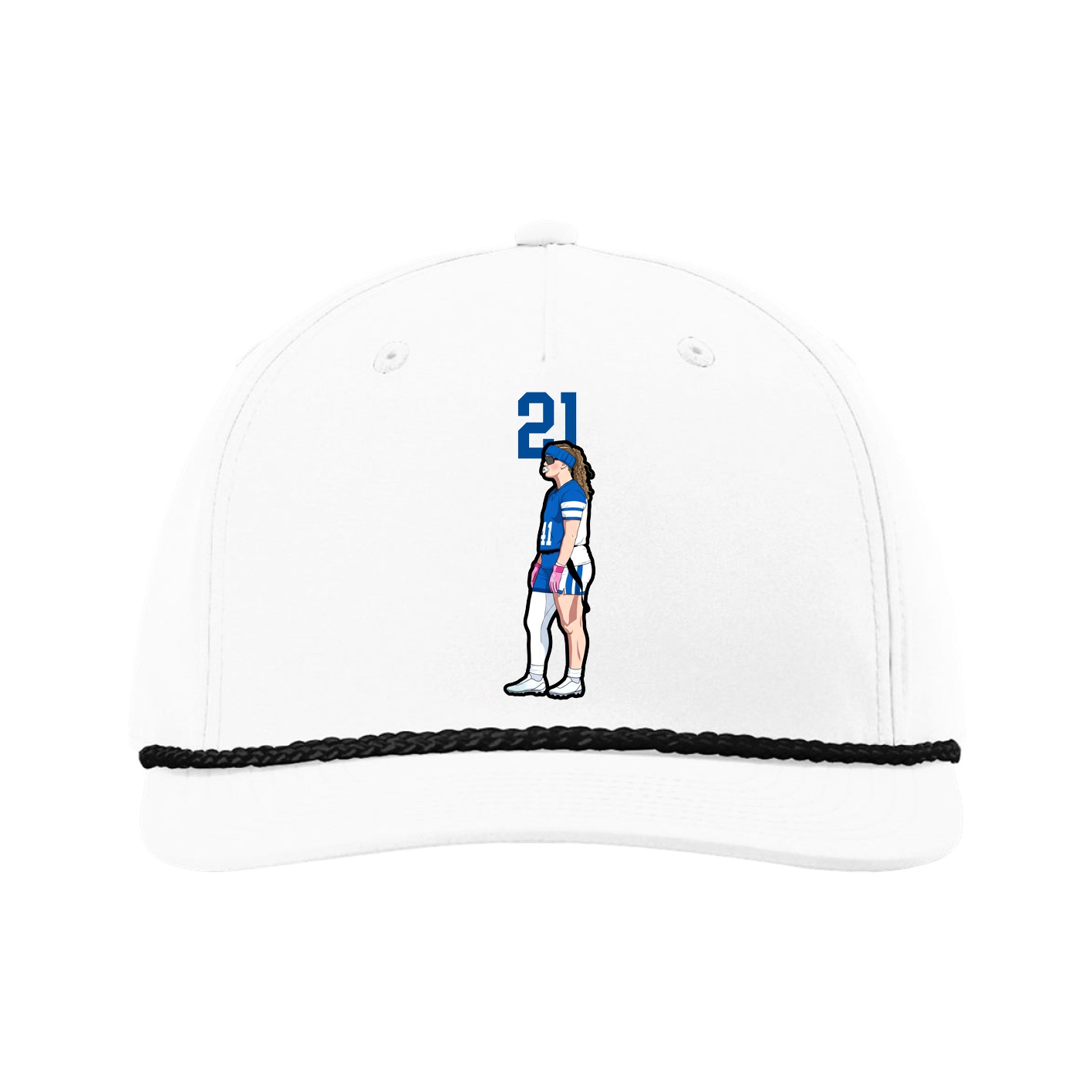 Five-Panel Classic Rope Cap — Number Top in White