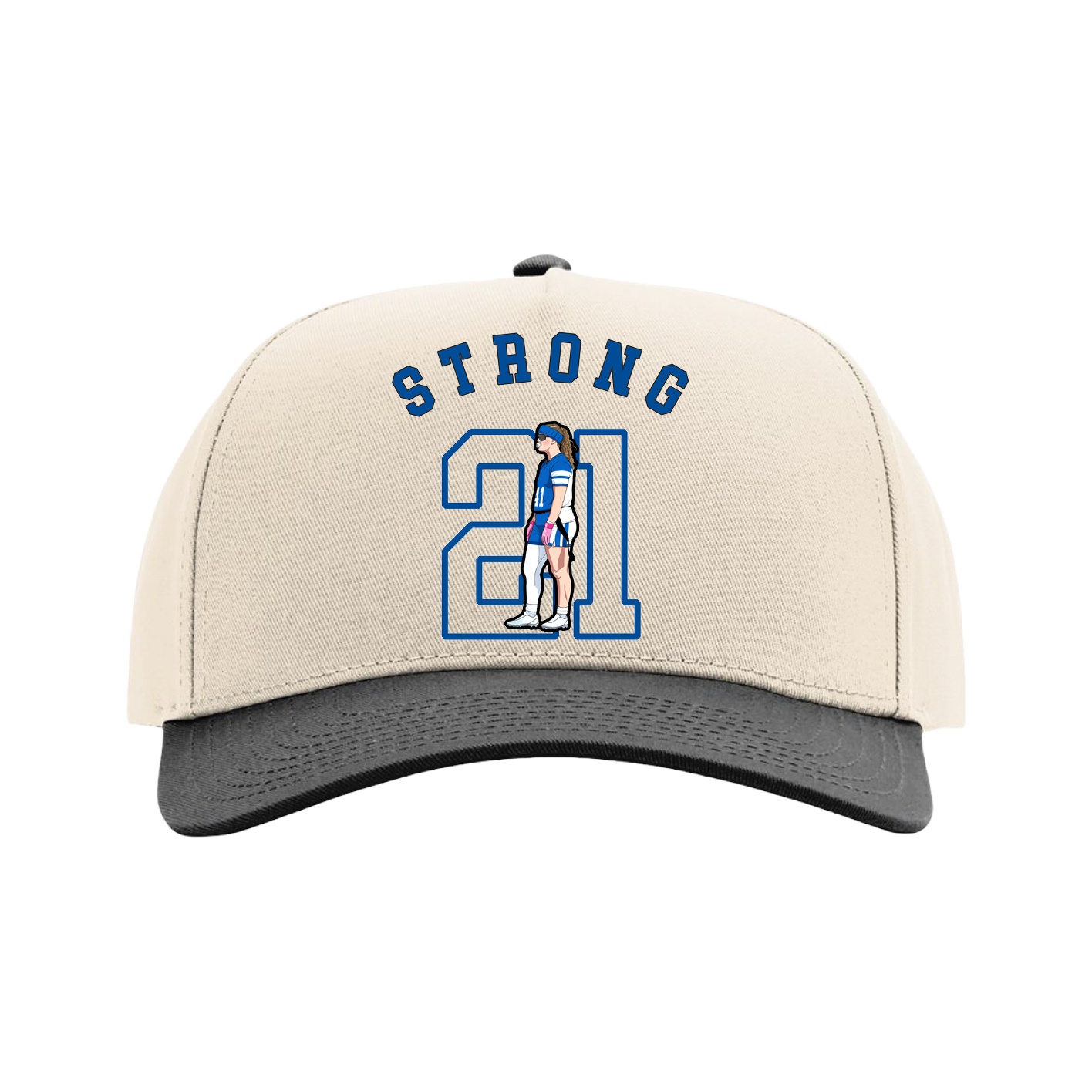 Full Fabric Five-Panel Champ Cap — Shirsey Arch in Cream/Black
