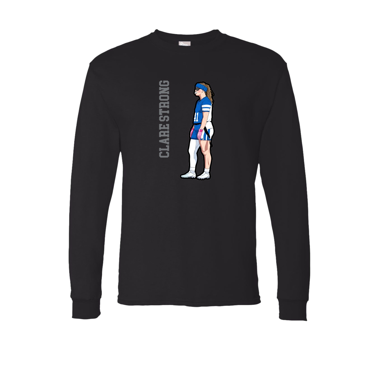 Long Sleeve Tee — Name Vertical in Black