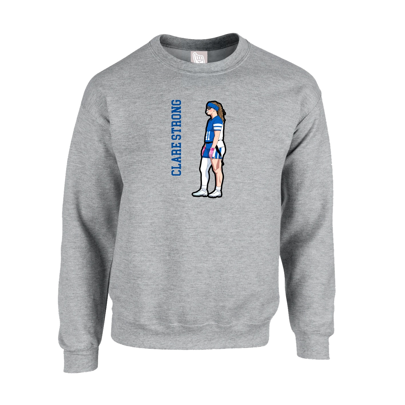 Fleece Crew — Name Vertical in Grey