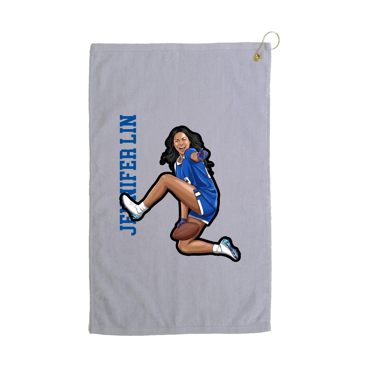 Golf Towel — Name Vertical in Grey