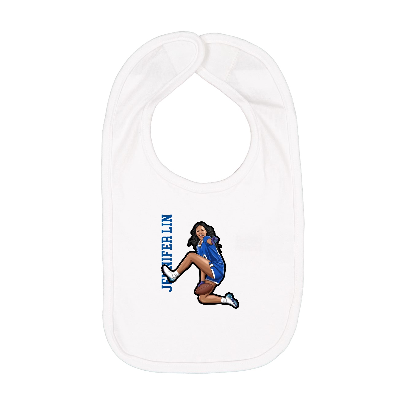 Infant Bib — Name Vertical in White