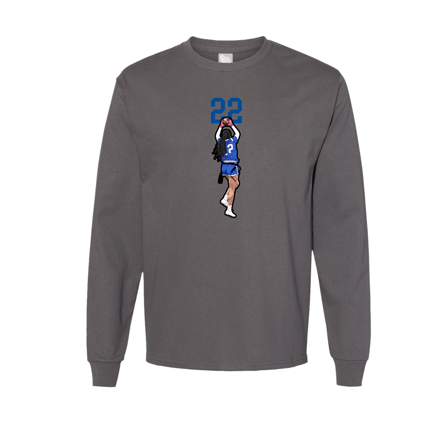 Long Sleeve Tee — Number Top in Grey