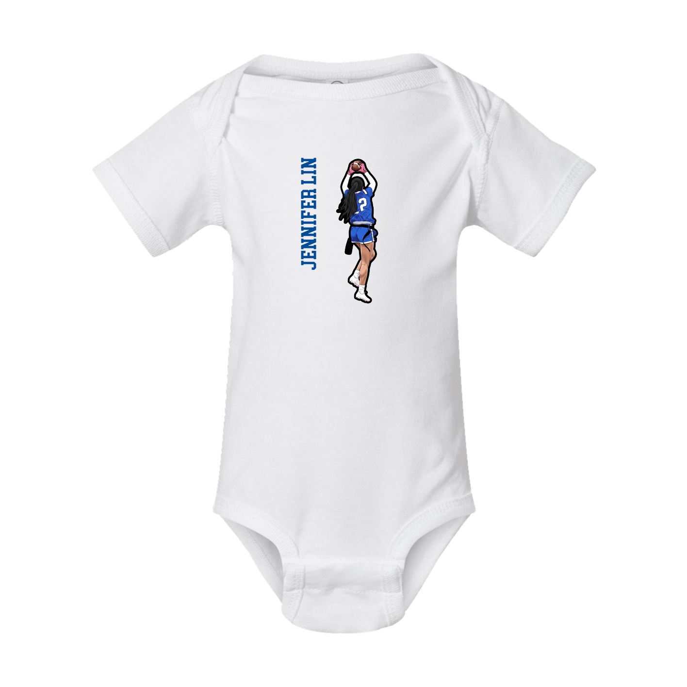 Baby Onesie — Name Vertical in White