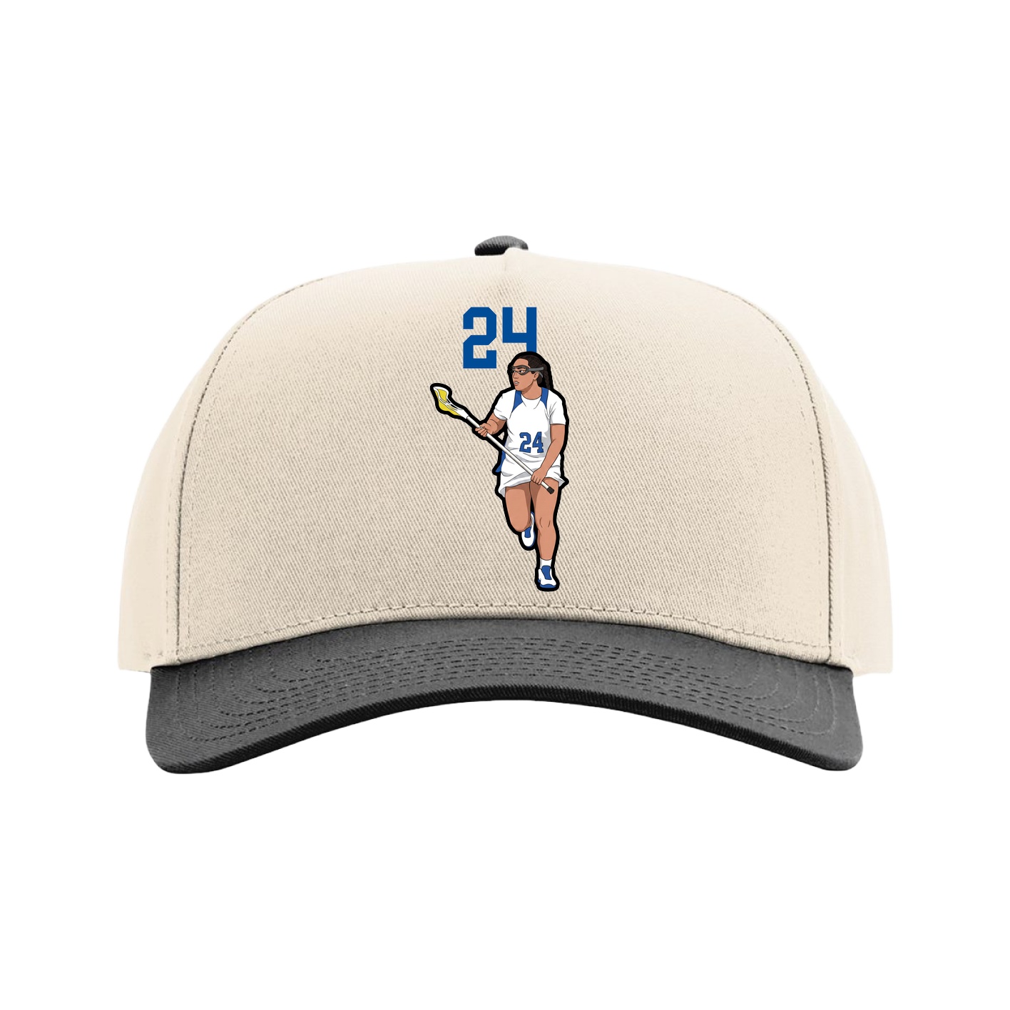 Full Fabric Five-Panel Champ Cap — Number Top in Cream/Black