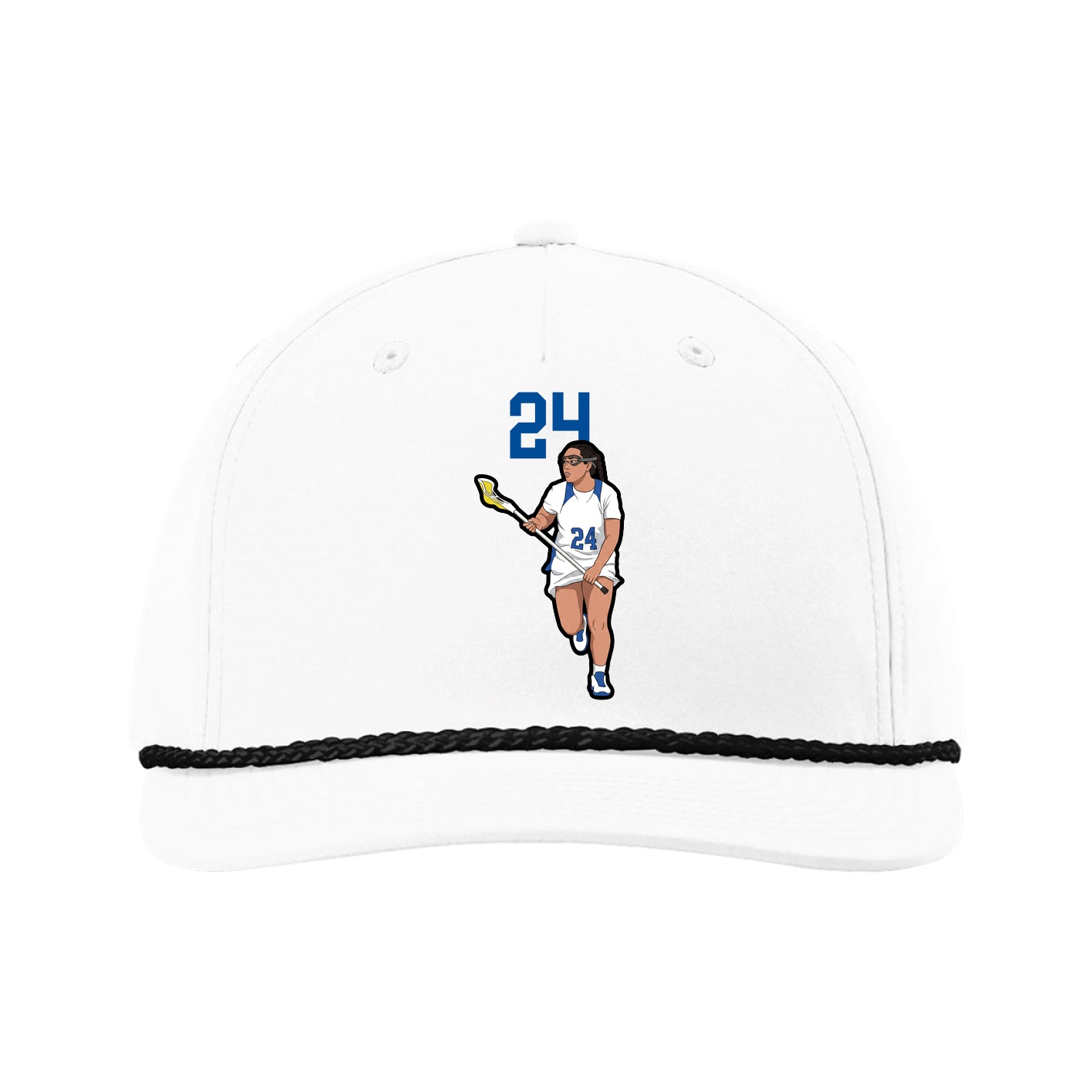 Five-Panel Classic Rope Cap — Number Top in White