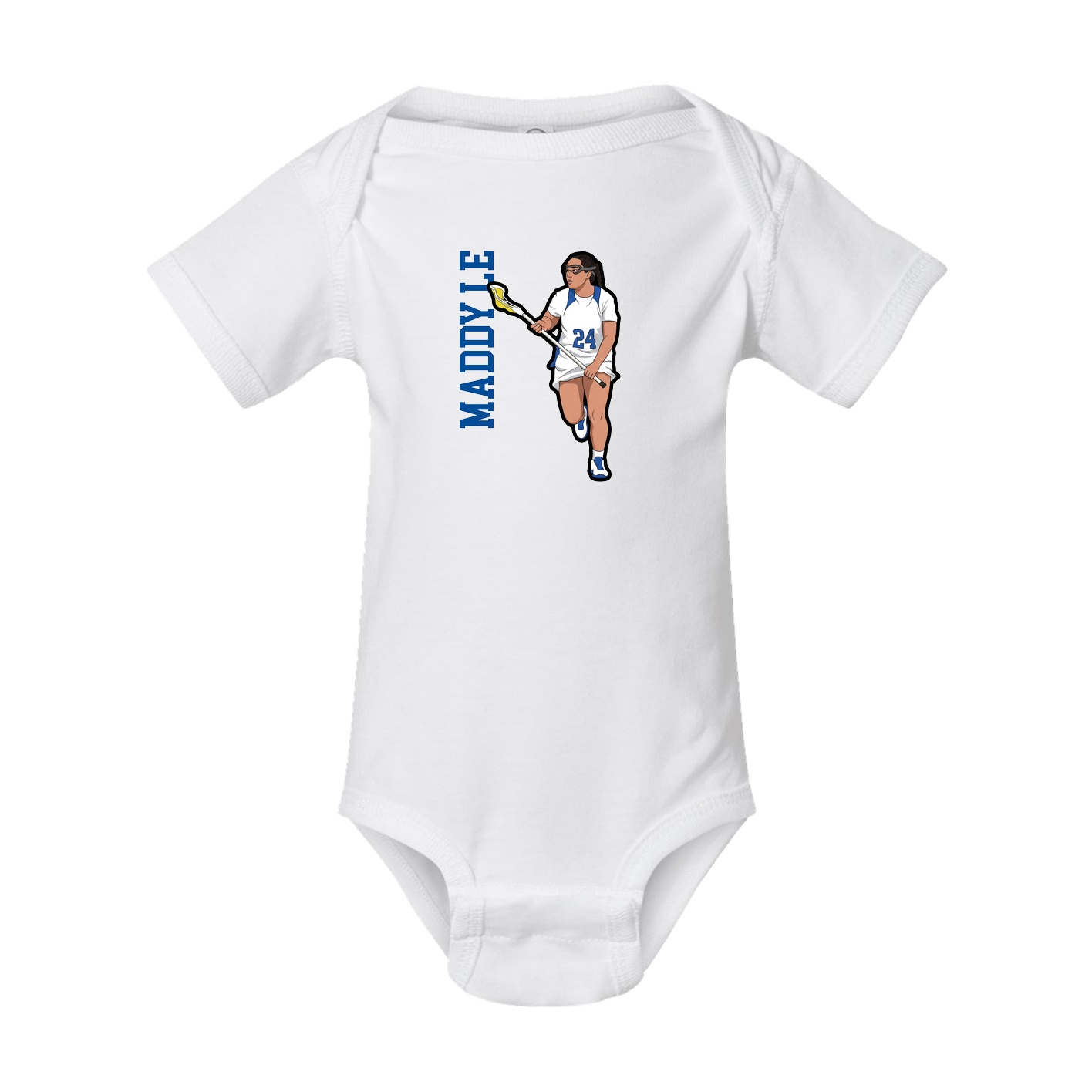 Baby Onesie — Name Vertical in White