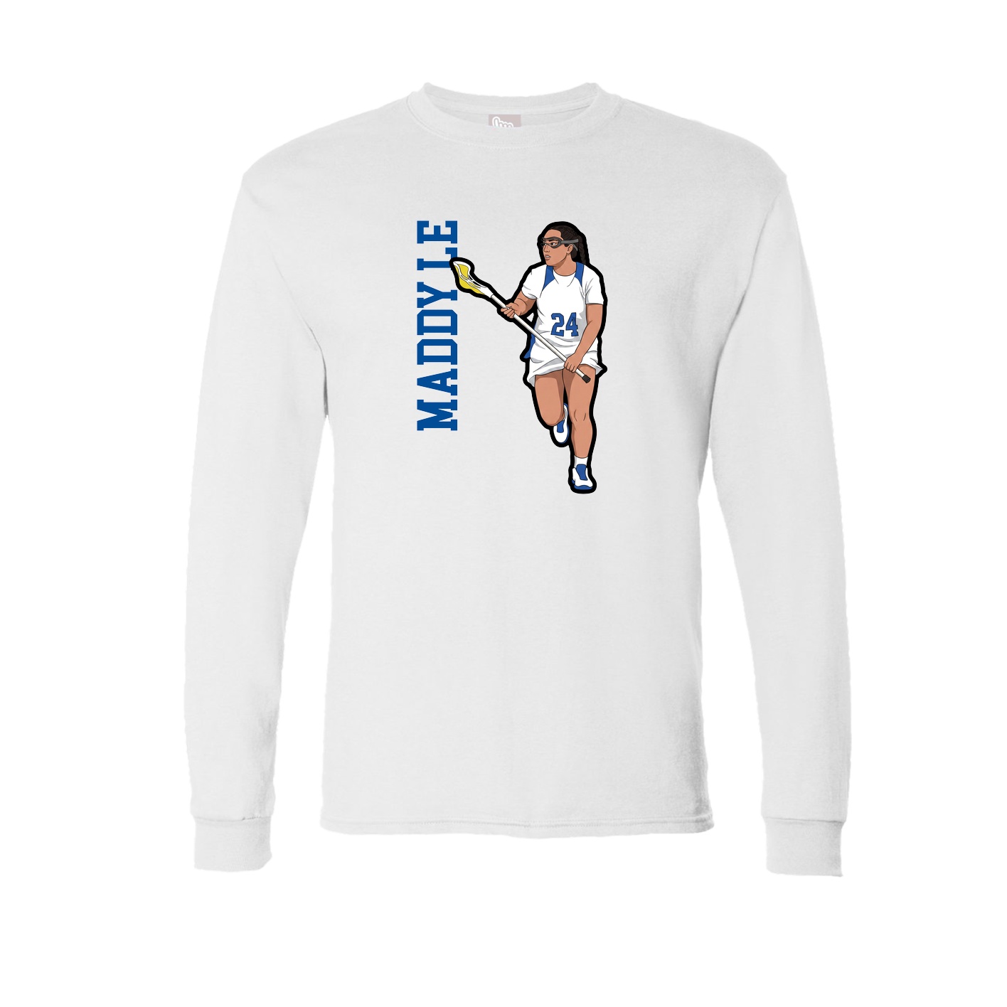 Long Sleeve Tee — Name Vertical in White