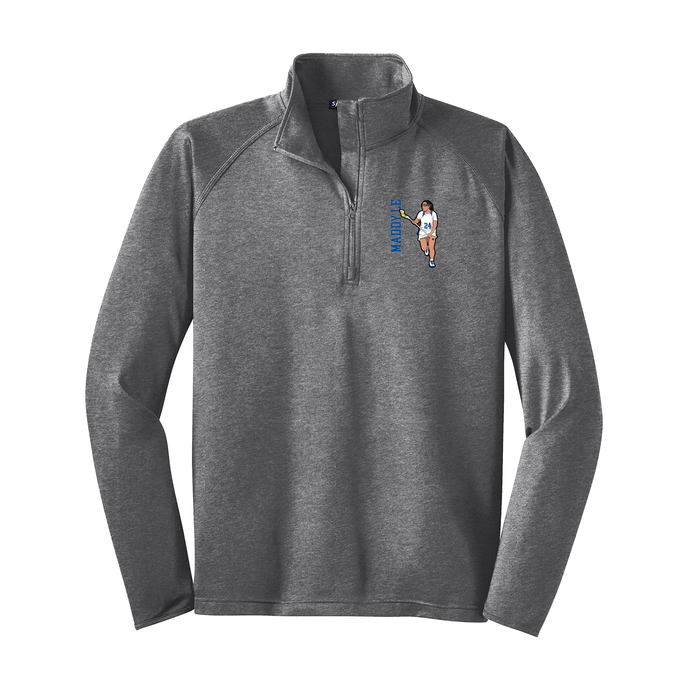 Q-Zip Pullover — Name Vertical in Grey