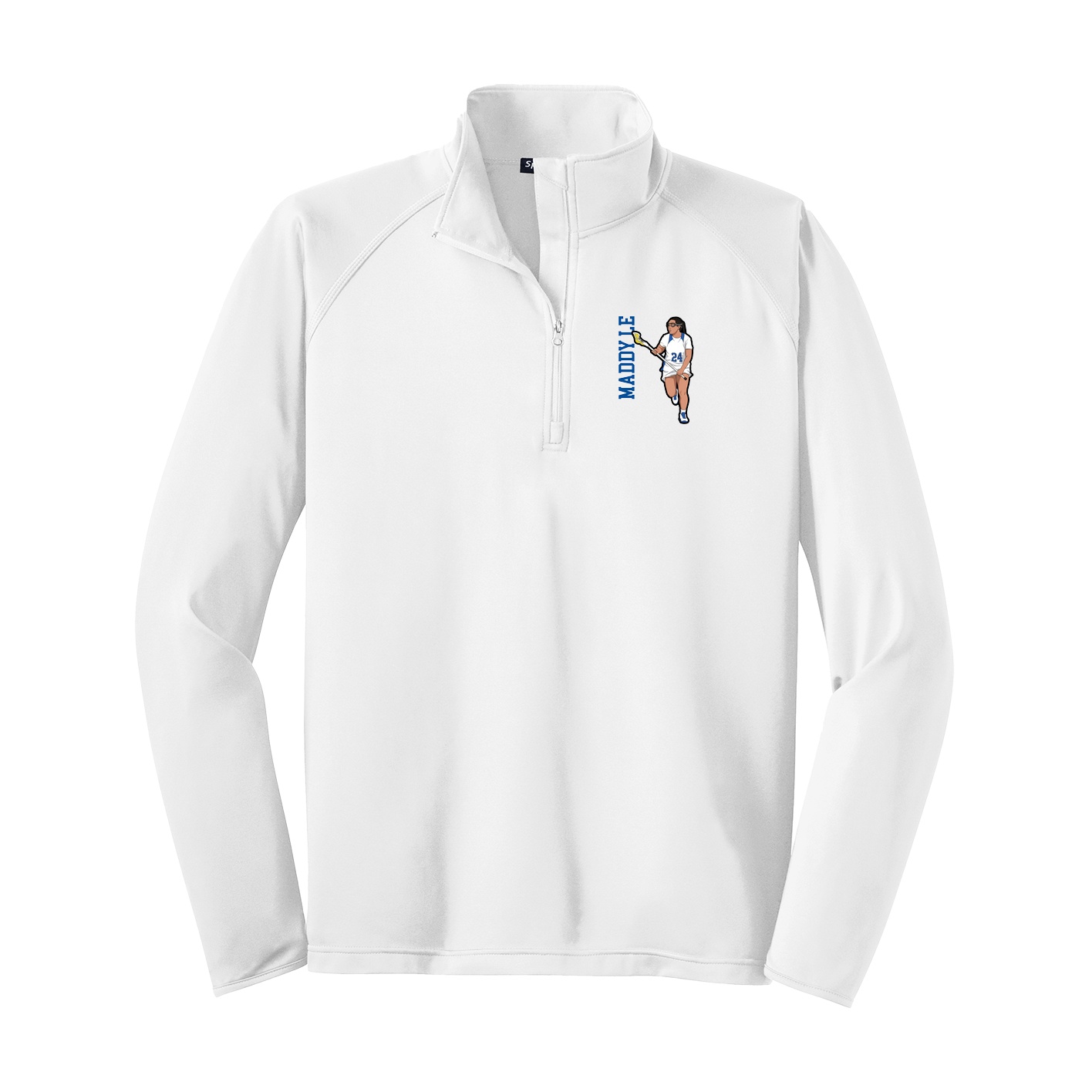 Q-Zip Pullover — Name Vertical in White