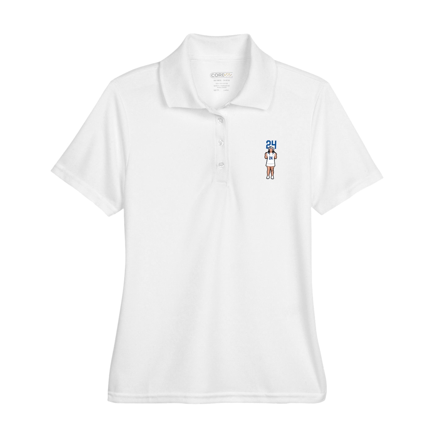 Womens Performance Polo — Number Top in White