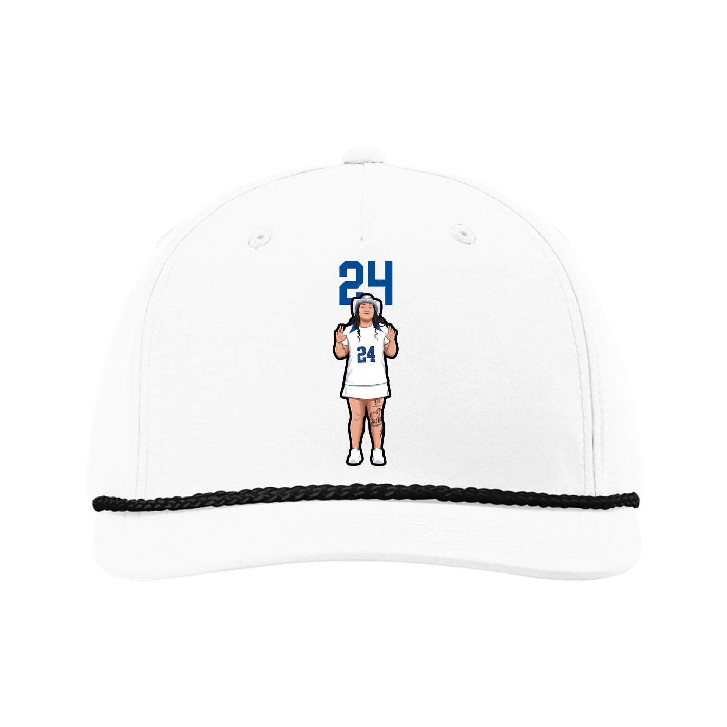 Five-Panel Classic Rope Cap — Number Top in White