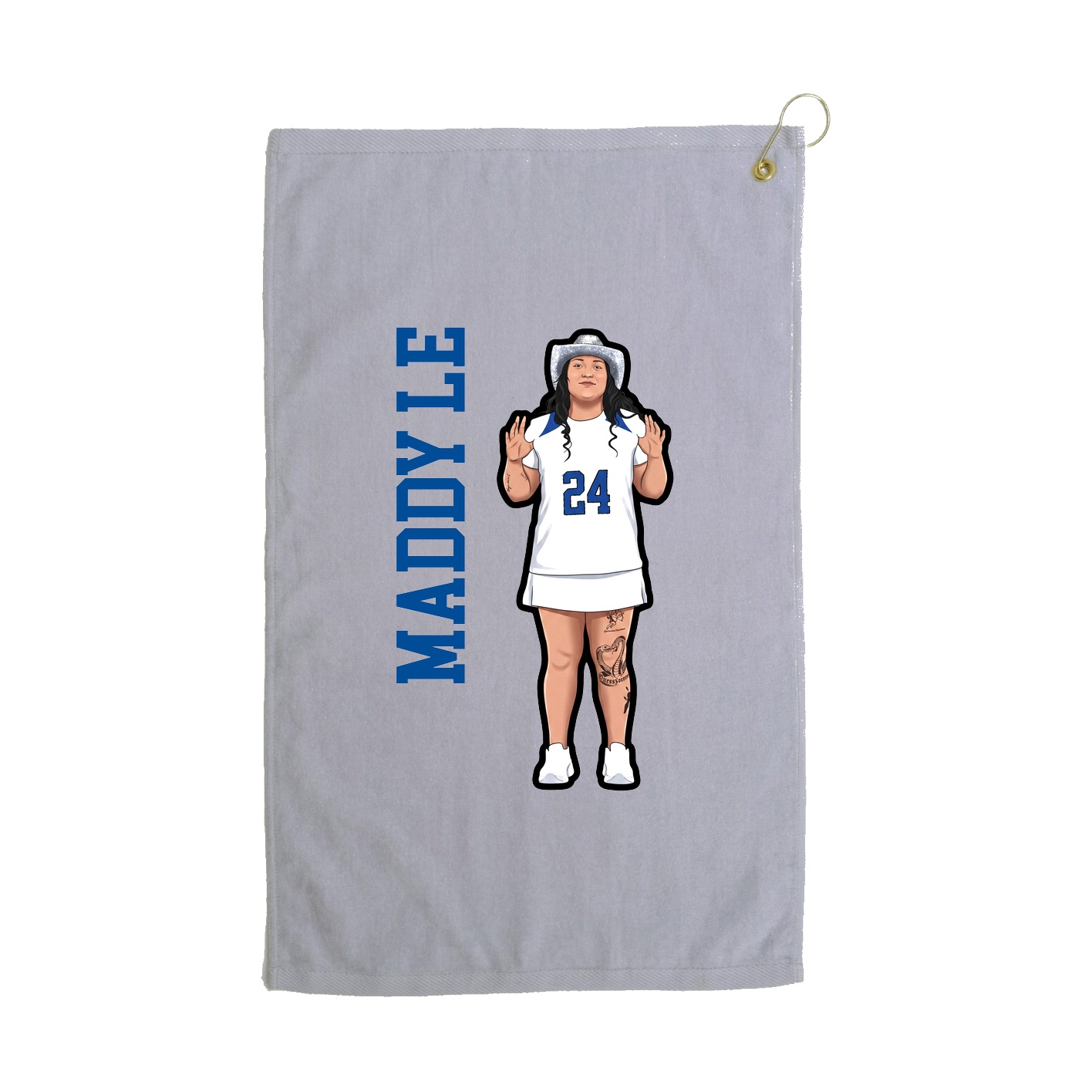 Golf Towel — Name Vertical in Grey