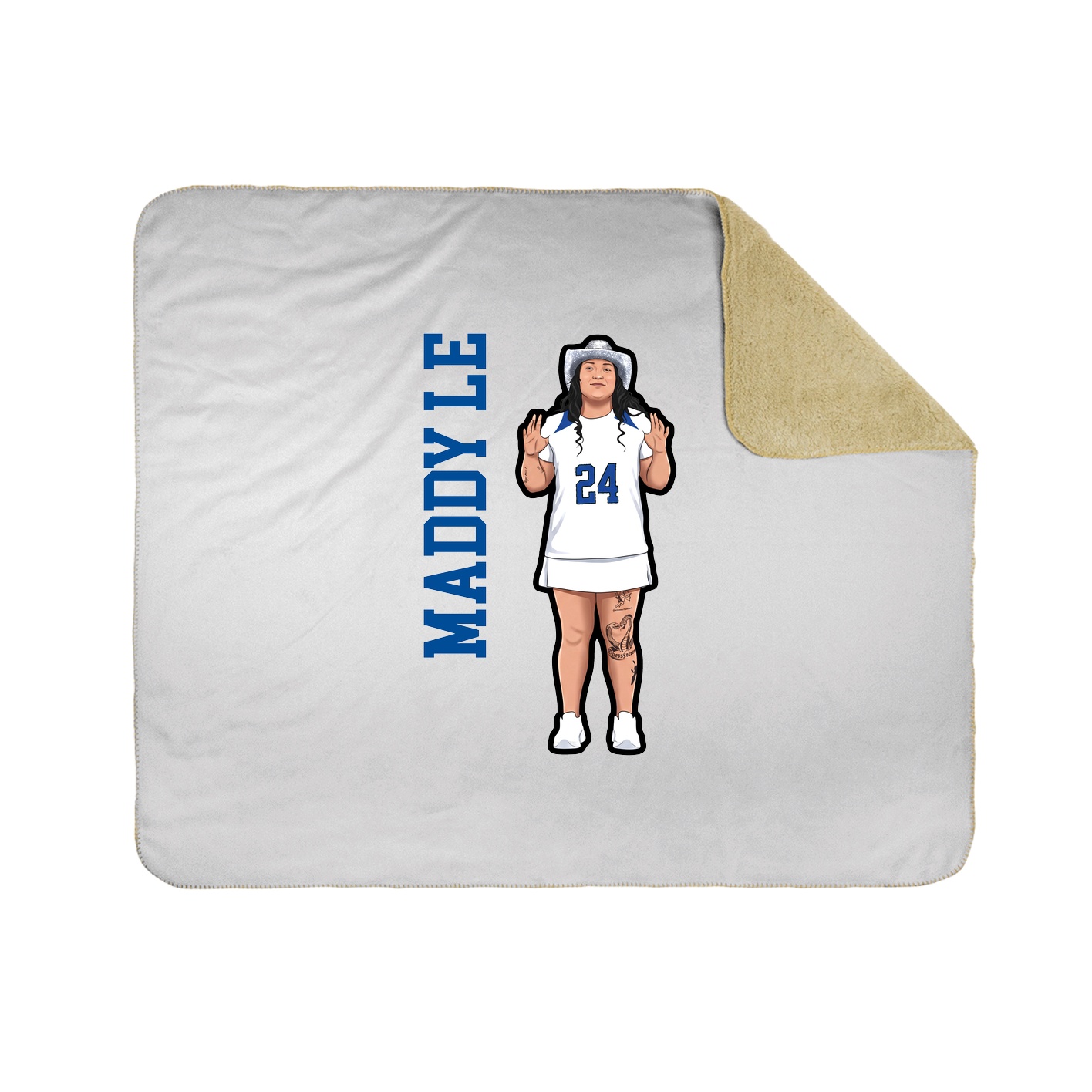 Throw Blanket — Name Vertical in White