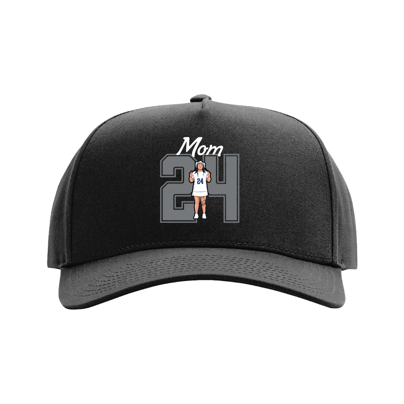 Full Fabric Five-Panel Champ Cap — Mothers Day Shirsey in Black