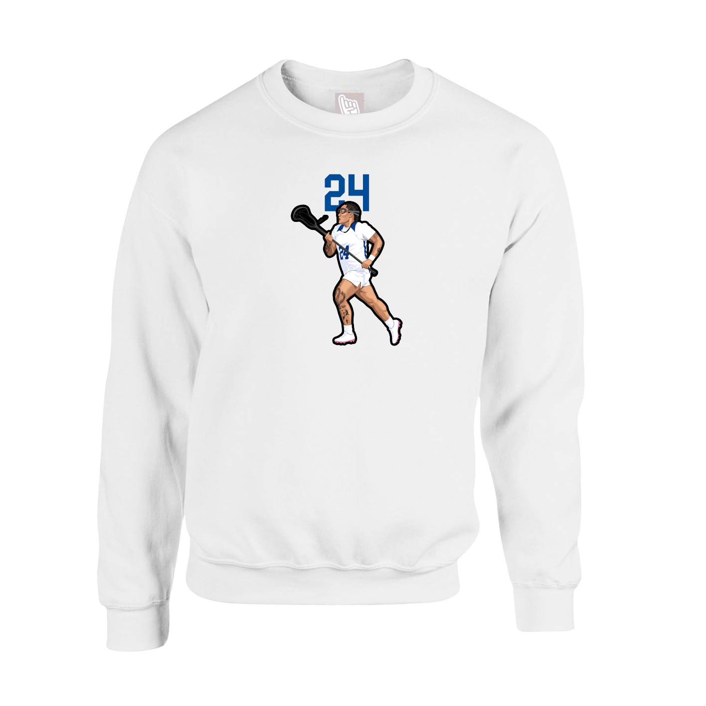 Fleece Crew — Number Top in White