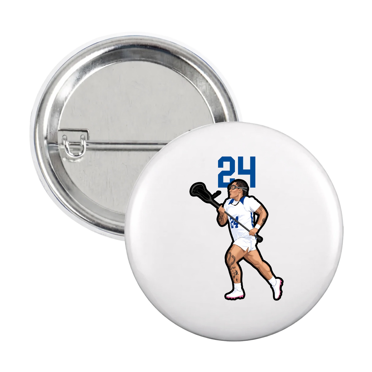 Game Day Button — Number Top in White